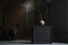 Japanese Antique Black Drawer 1860s-1900s / Tansu Storage Cabinet Wabi Sabi
