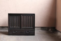 Tiroir noir ancien japonais 1860s-1900s / Tansu Storage Wabisabi