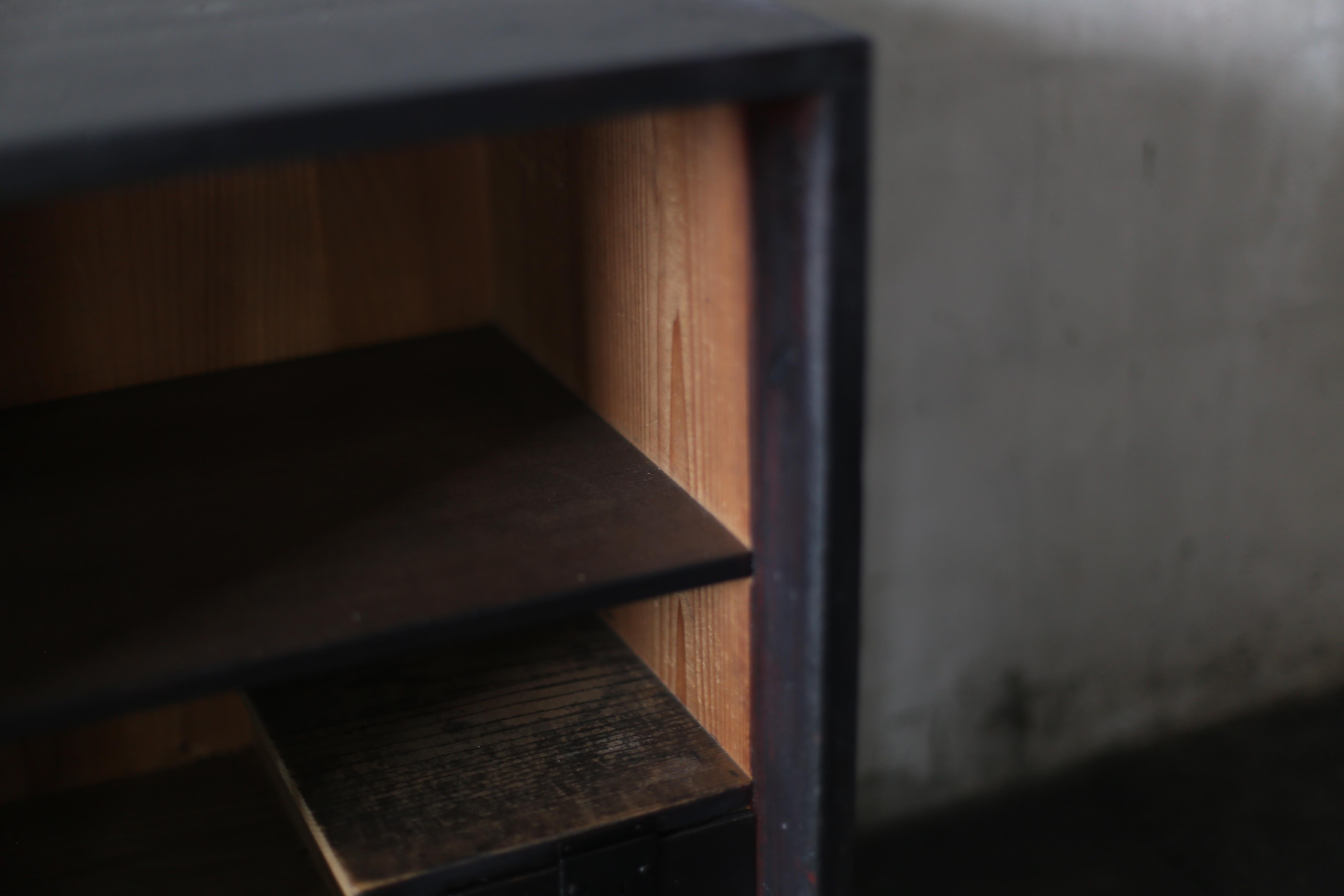 Japanese Antique Black Drawer 1860s-1900s / Tansu Storage Wabisabi 2