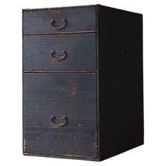 Antike japanische schwarze japanische Schublade 1860er-1900er Jahre / Tansu Aufbewahrung Wabisabi