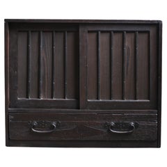 Japanese Antique Black Drawer 1860s-1900s / Tansu Storage Wabisabi