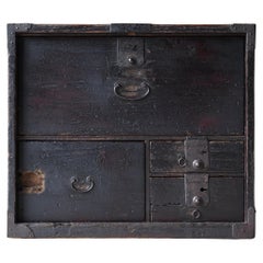 Japanese Antique Black Drawer 1860s-1900s / Tansu Wabi Sabi