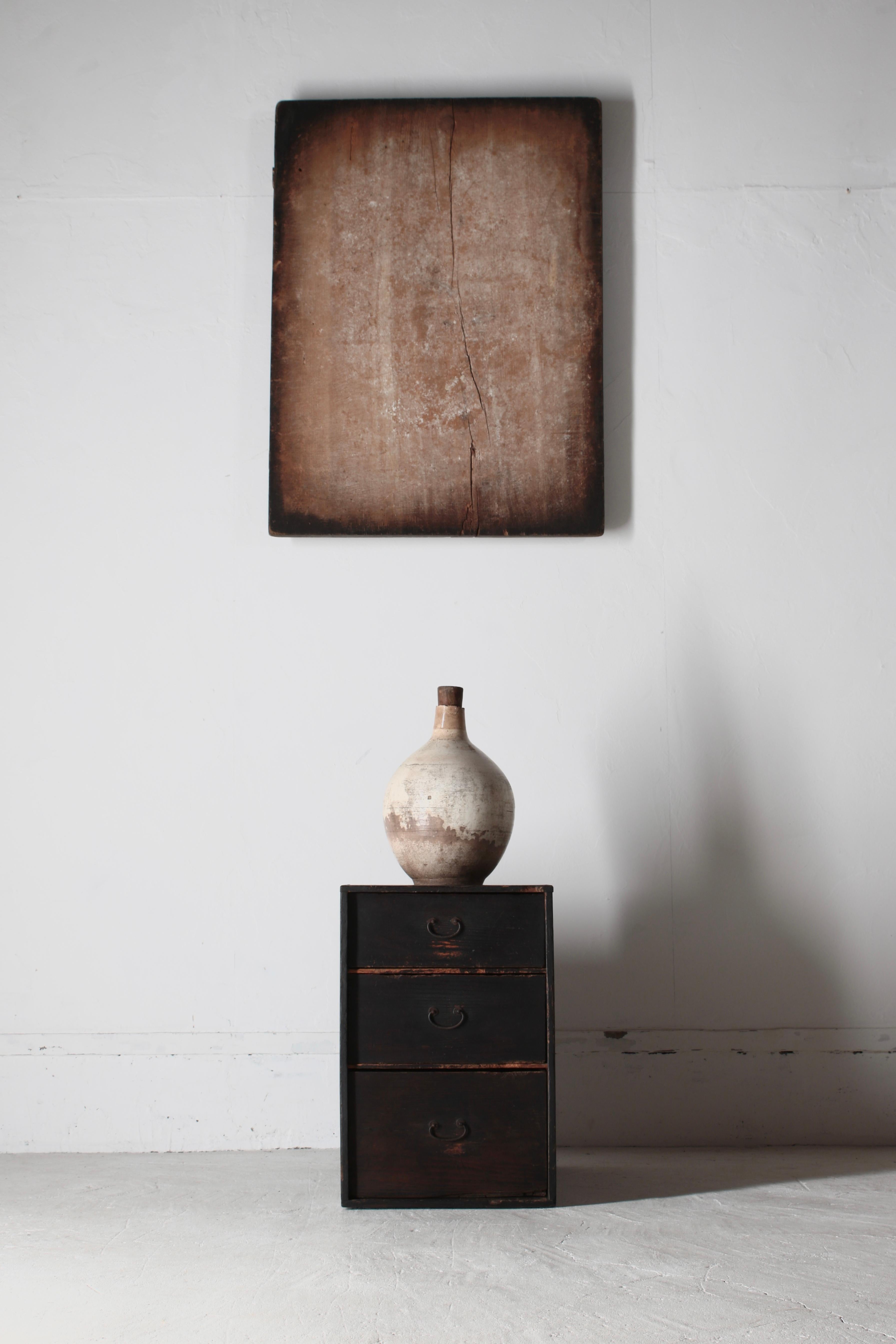 Meiji Japanese Antique Black Drawer / Cabinet Tansu / 1868-1912s / Wabi-Sabi Mingei