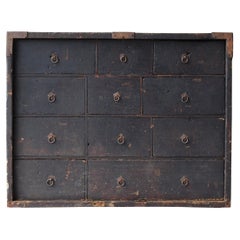Japanese Antique Black Drawer Chest 1716s-1736s / Tansu Sideboard Wabi Sabi