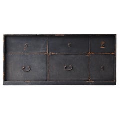 Japanese Antique Black Drawer Chest 1800s-1860s / Sideboard Tansu Wabi Sabi