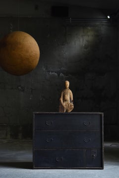 Japanese Antique Black Drawer Chest 1860s-1900s / Tansu Sideboard Wabi Sabi
