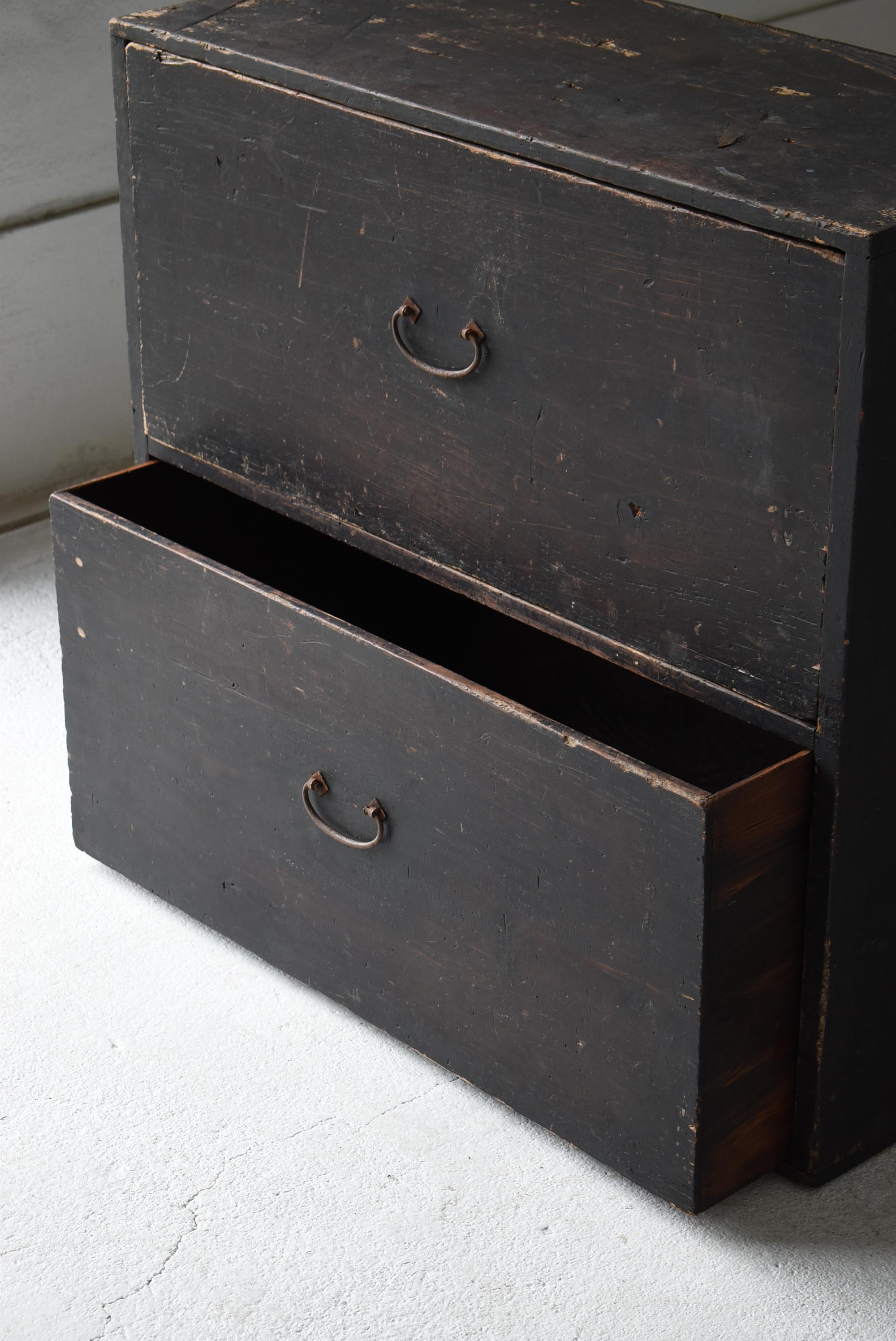 Japanese Antique Black Drawer Storage 1860s-1900s / Tansu Sideboard Wabisabi For Sale 1