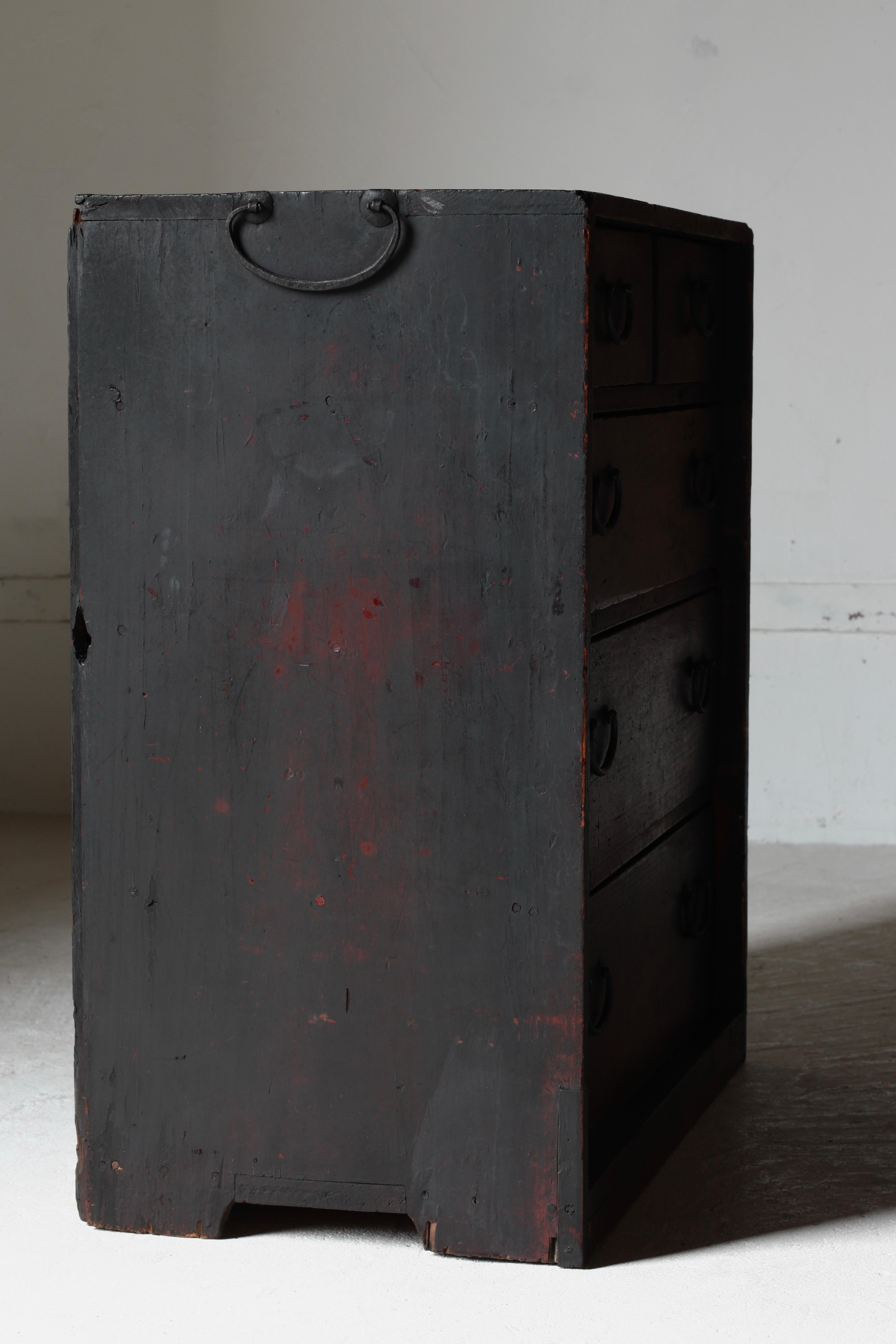 Cajón Negro Antiguo Japonés / Almacenamiento Tansu / 1868s / Wabi-Sabi Mingei en venta 3