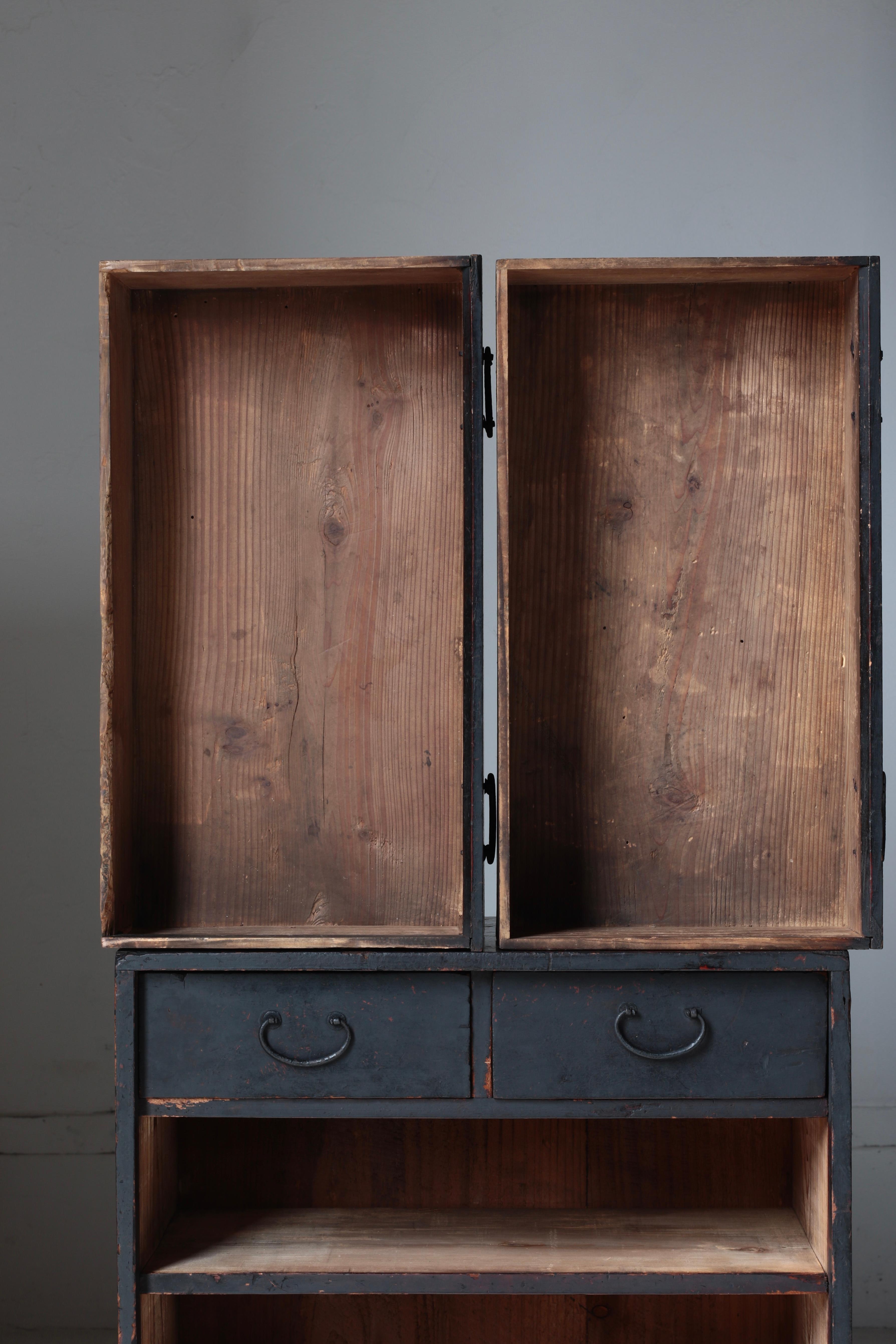 Cajón Negro Antiguo Japonés / Almacenamiento Tansu / 1868s / Wabi-Sabi Mingei en venta 8