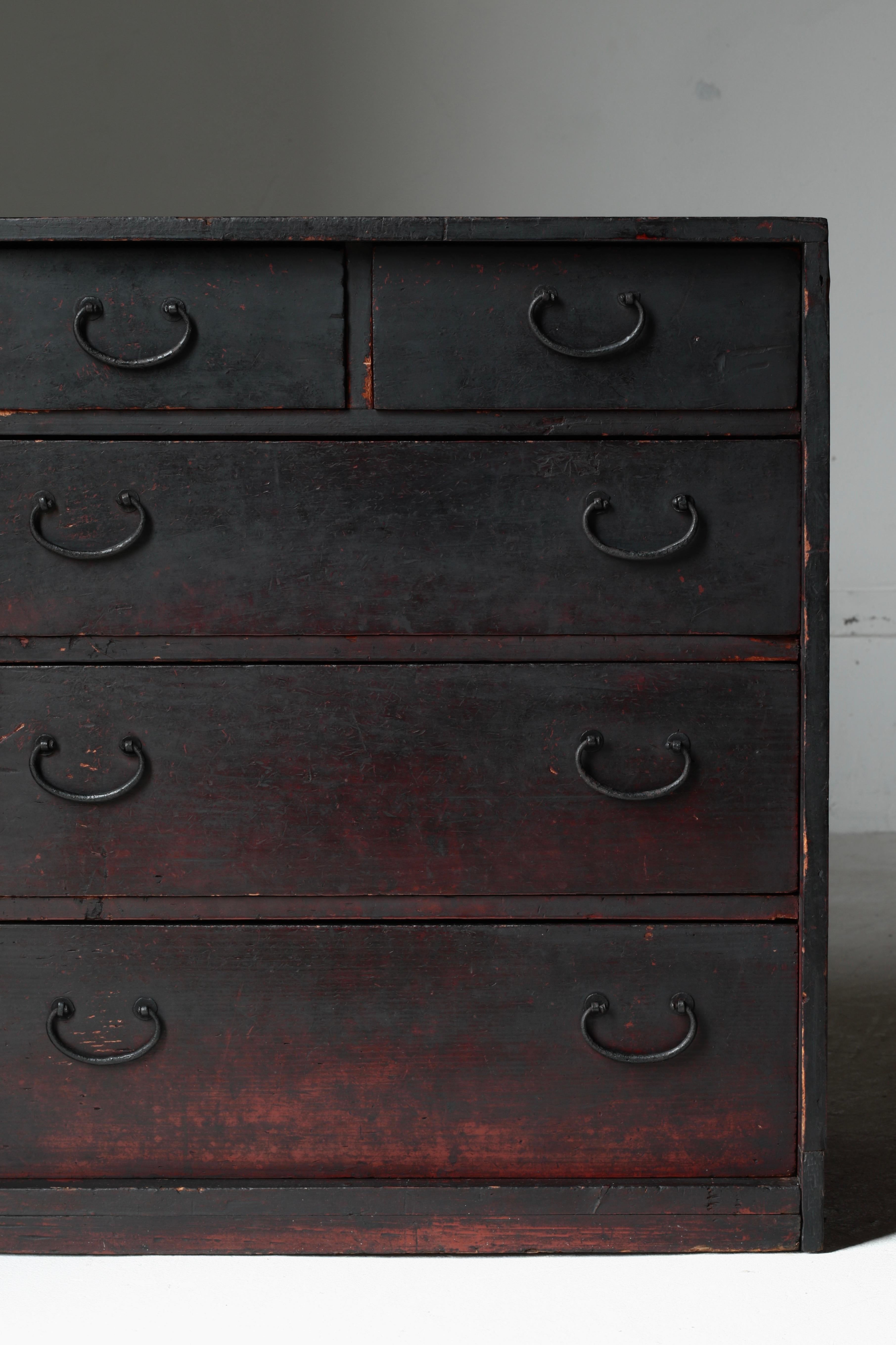 Cajón Negro Antiguo Japonés / Almacenamiento Tansu / 1868s / Wabi-Sabi Mingei en Bueno estado para la venta en Iwate-gun Shizukuishi-cho, Iwate Prefecture