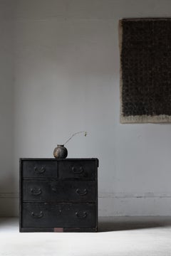 Japanese Antique Black Drawer / Storage Tansu / 1905s / Wabi-Sabi Mingei