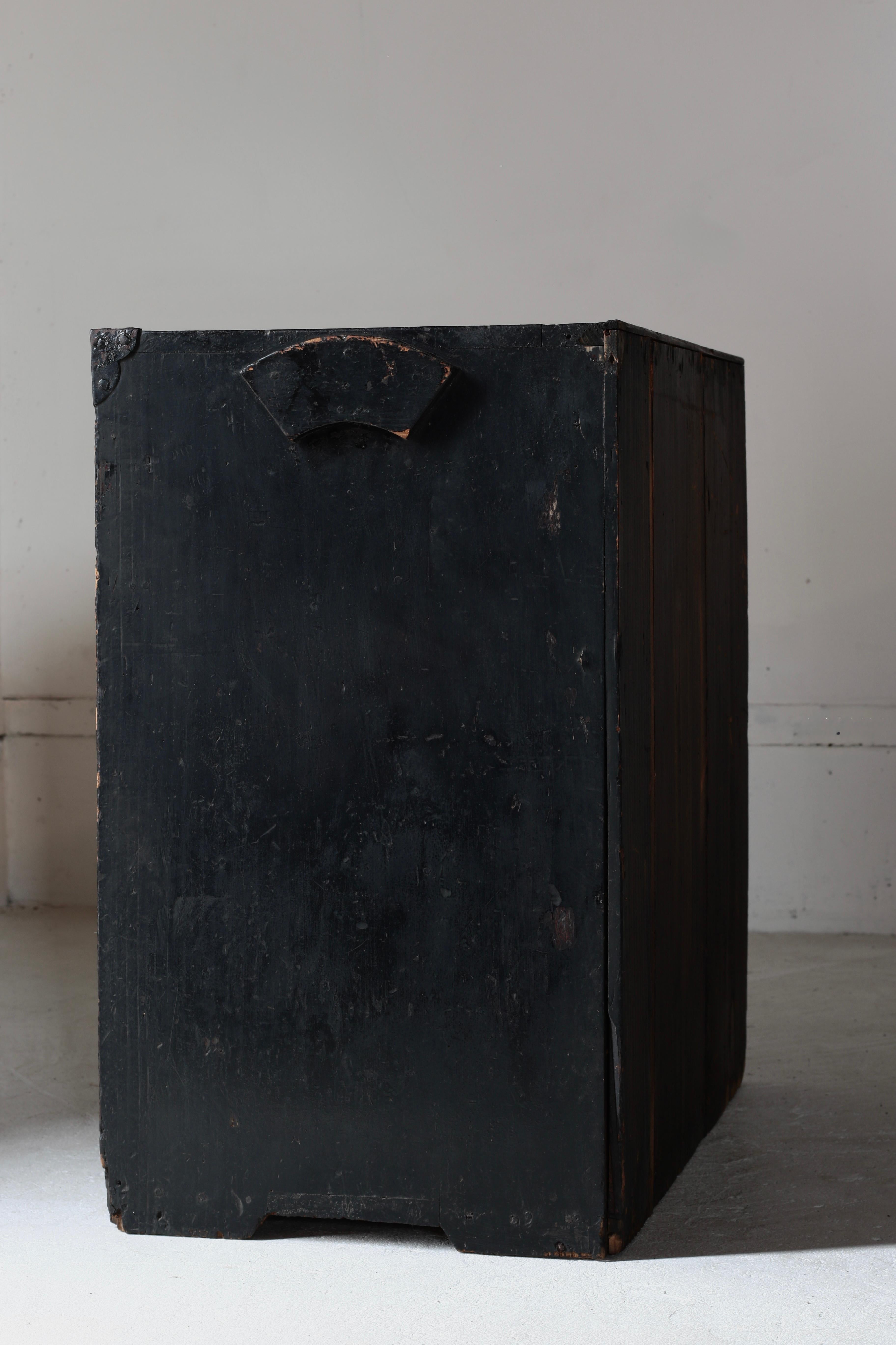 Iron Japanese Antique Black Drawer / Storage Tansu / 1905s / Wabi-Sabi Mingei For Sale