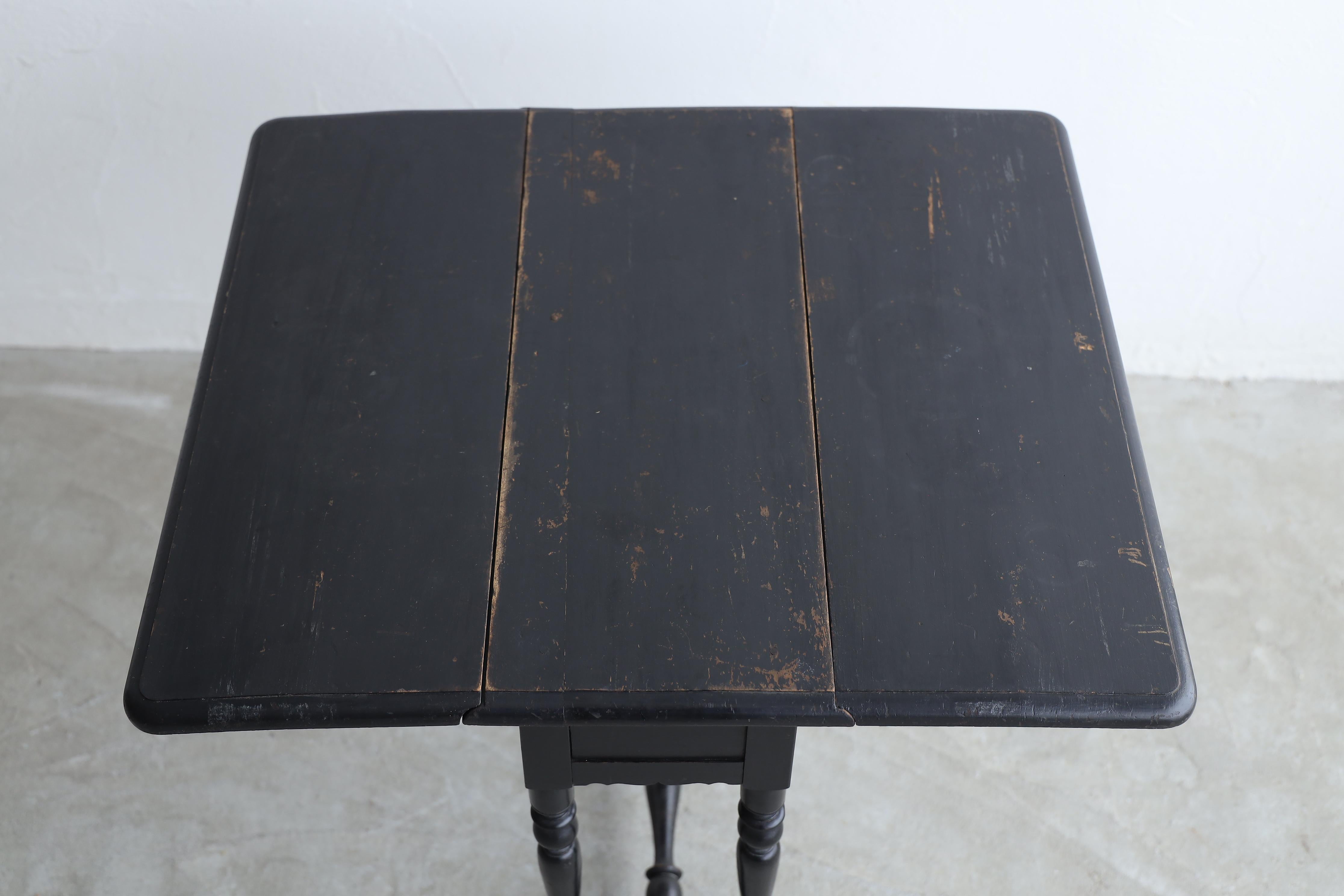 Mesa plegable japonesa antigua negra, Wabi-sabi, Japandi en venta 3