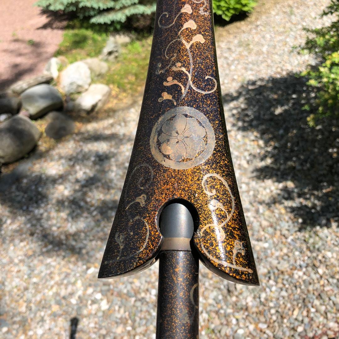 Japanese Antique Black and Gold Lacquer Samurai Spear Yari Edo Rare Find In Good Condition In South Burlington, VT