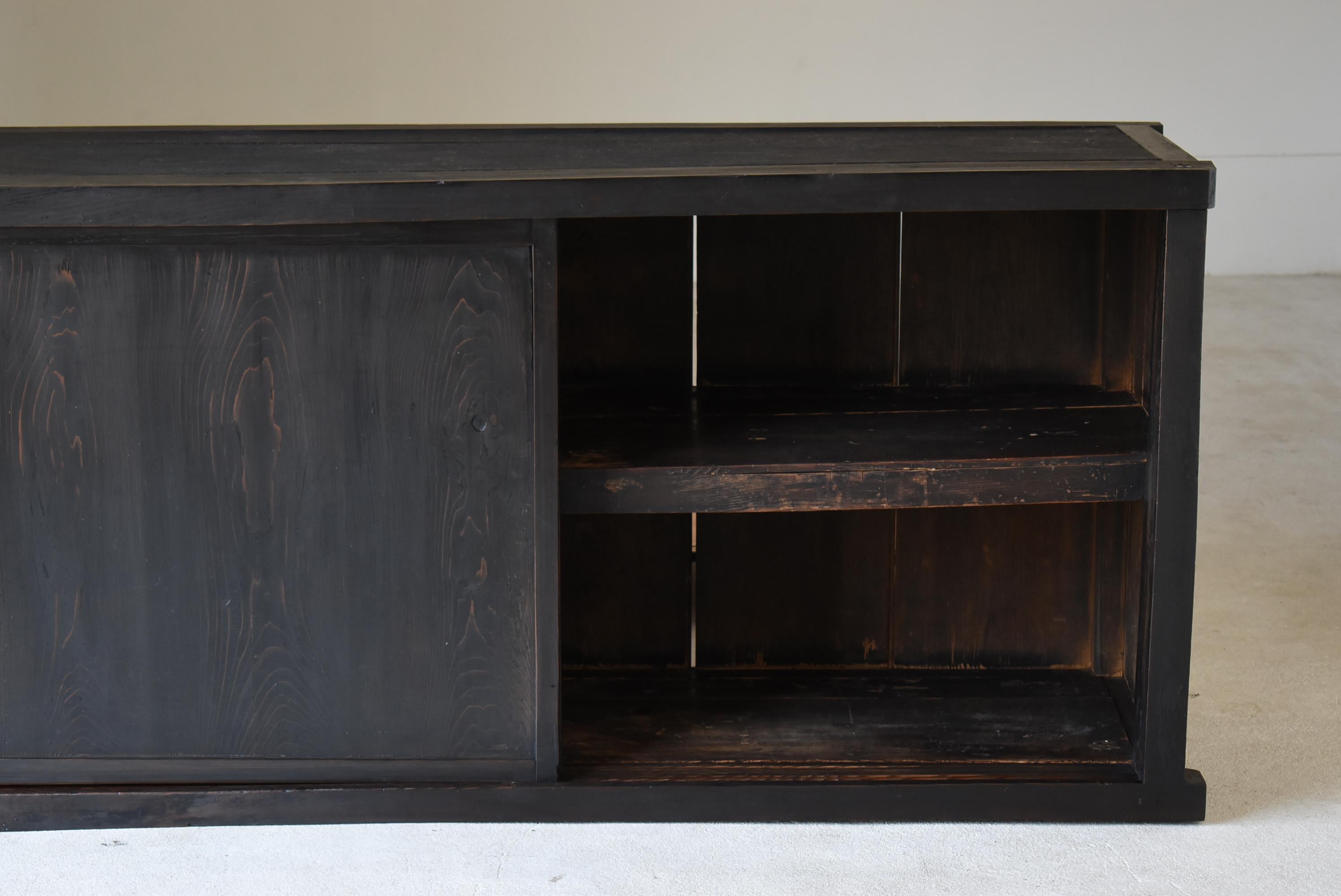 20th Century Japanese Antique Black Large Tansu 1860s-1900s/Chests of Drawers Cabinet