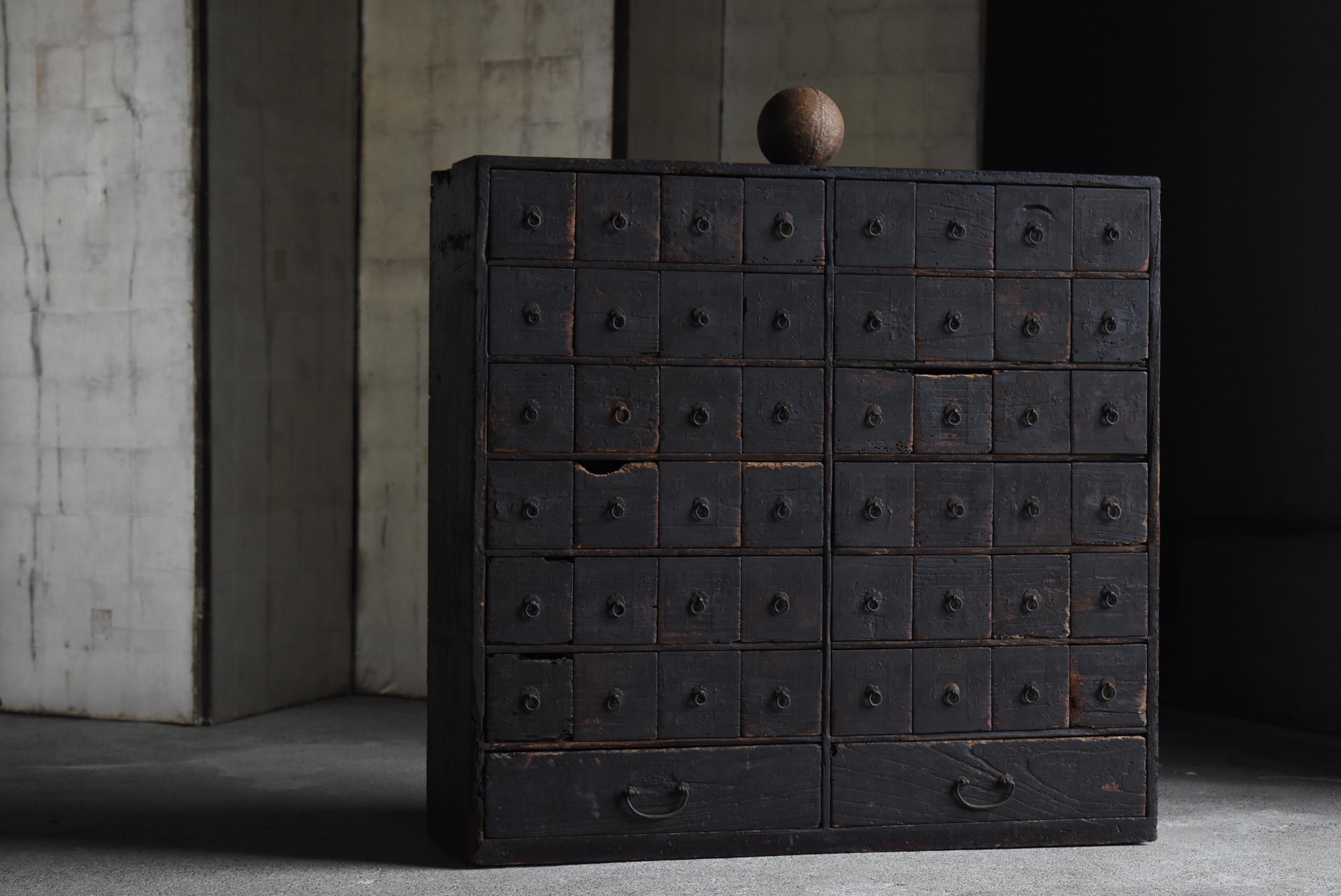 Japanese Antique Black Medicine Chest 1800s-1860s / Tansu Wabisabi 11