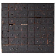 Japanese Antique Black Medicine Chest 1800s-1860s / Tansu Wabisabi