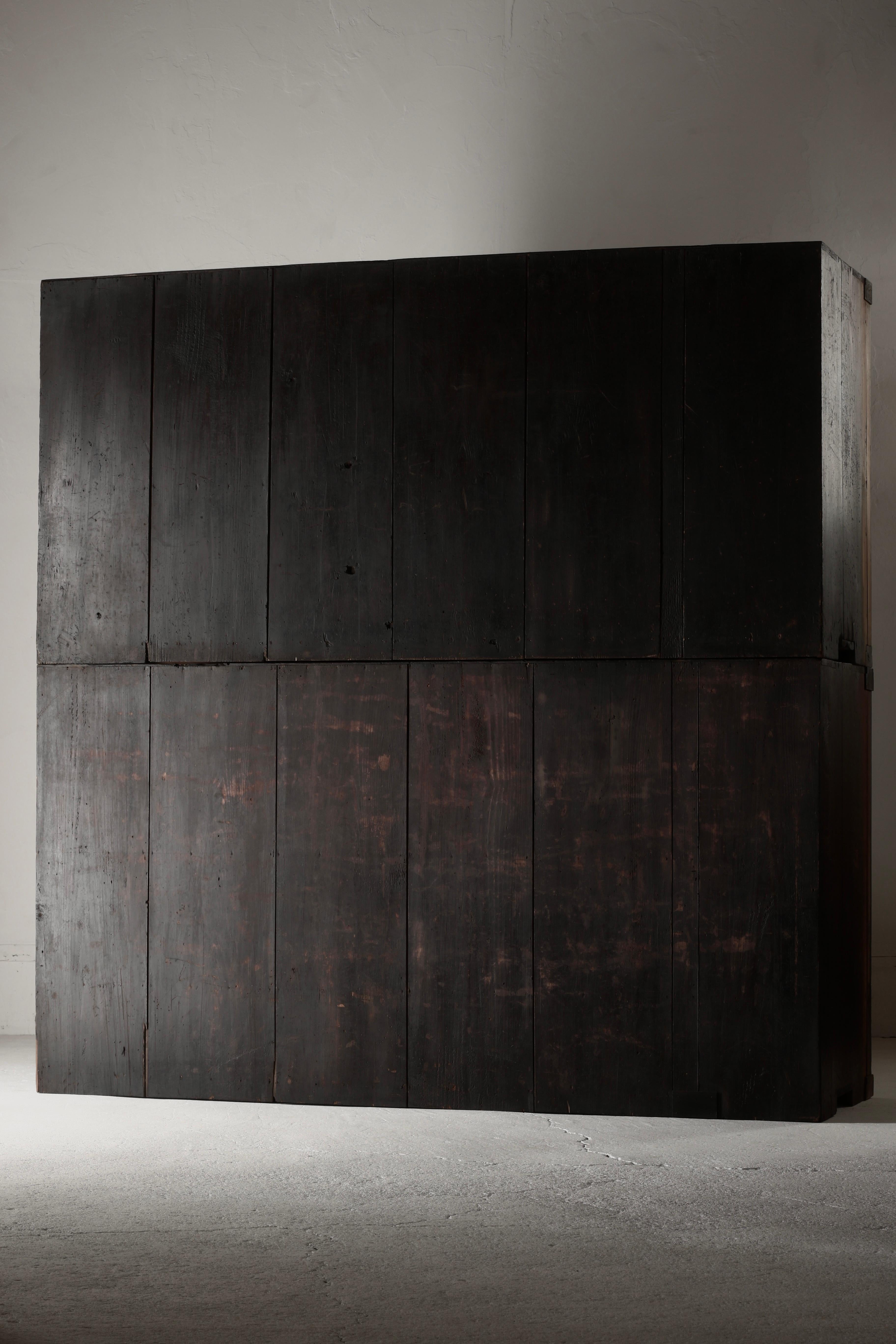 Japanese Antique Black Mizuya Tansu / Cabinet Cupboard / 1868-1912s WabiSabi For Sale 3