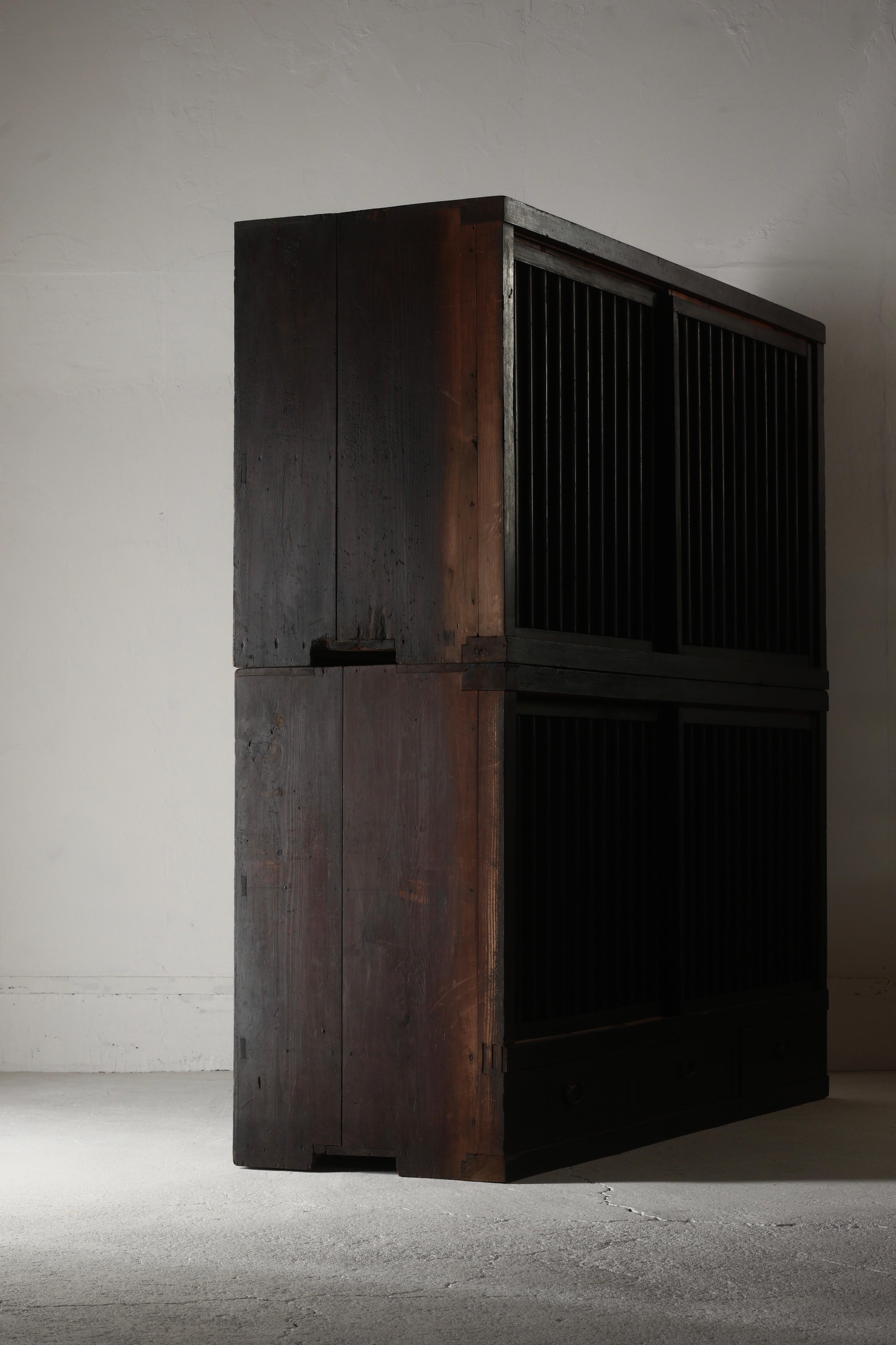Japanese Antique Black Mizuya Tansu / Cabinet Cupboard / 1868-1912s WabiSabi For Sale 4