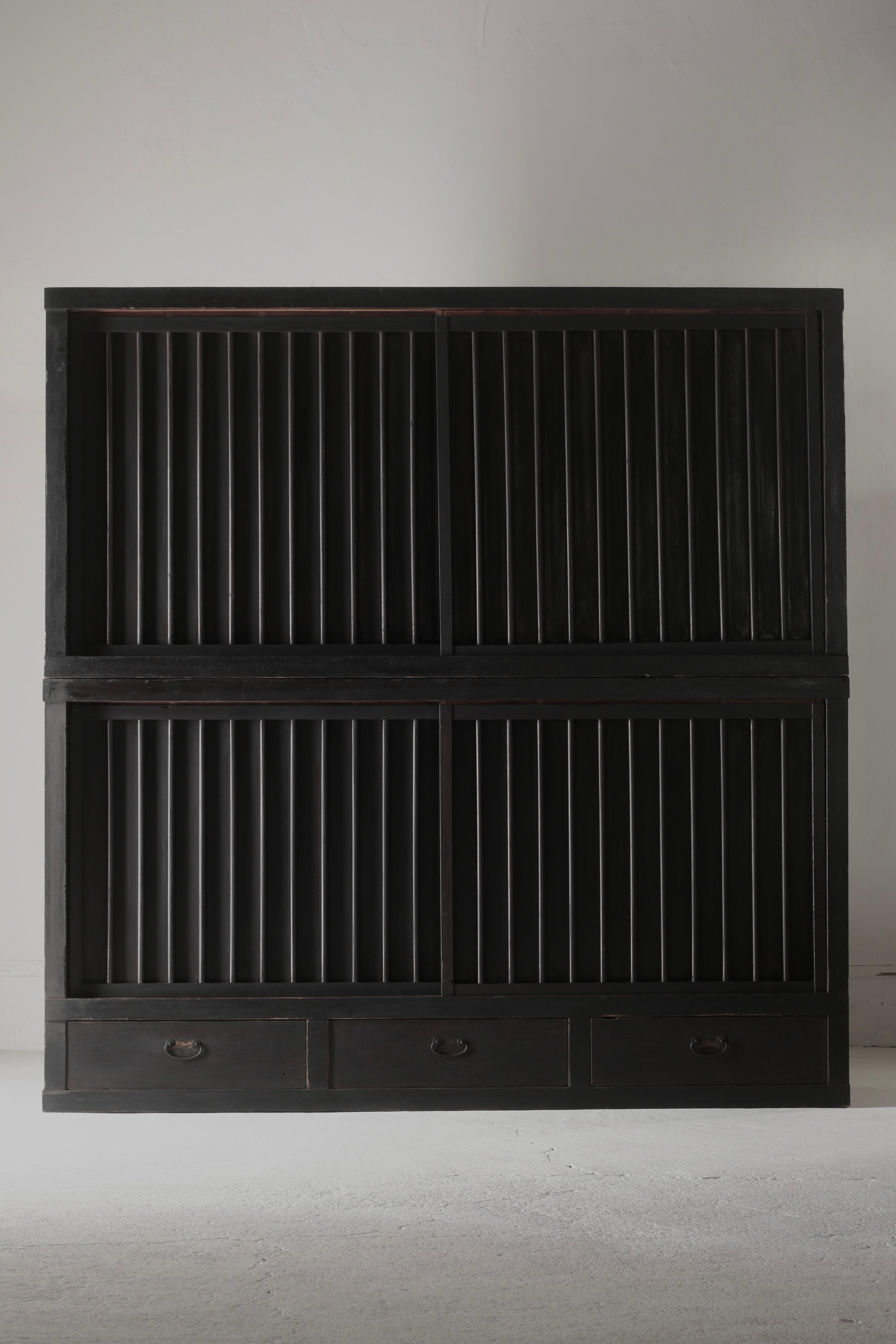 Japanese Antique Black Mizuya Tansu / Cabinet Cupboard / 1868-1912s WabiSabi For Sale 12