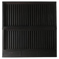 Japanese Antique Large Black Mizuya Tansu /Cabinet Cupboard 1868-1912s Wabi-sabi