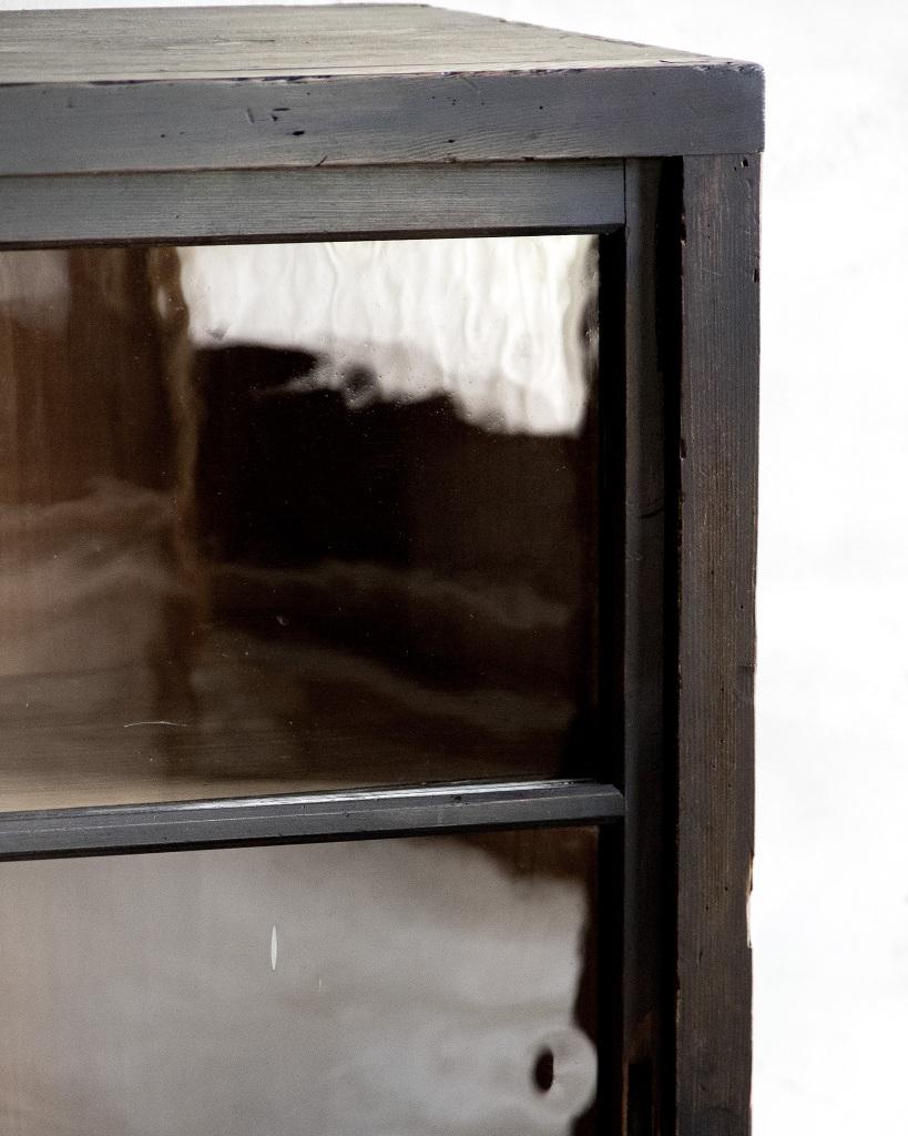Japanese Antique Black Sliding Glass Door Cabinet, Early Showa Period '1926-' For Sale 6
