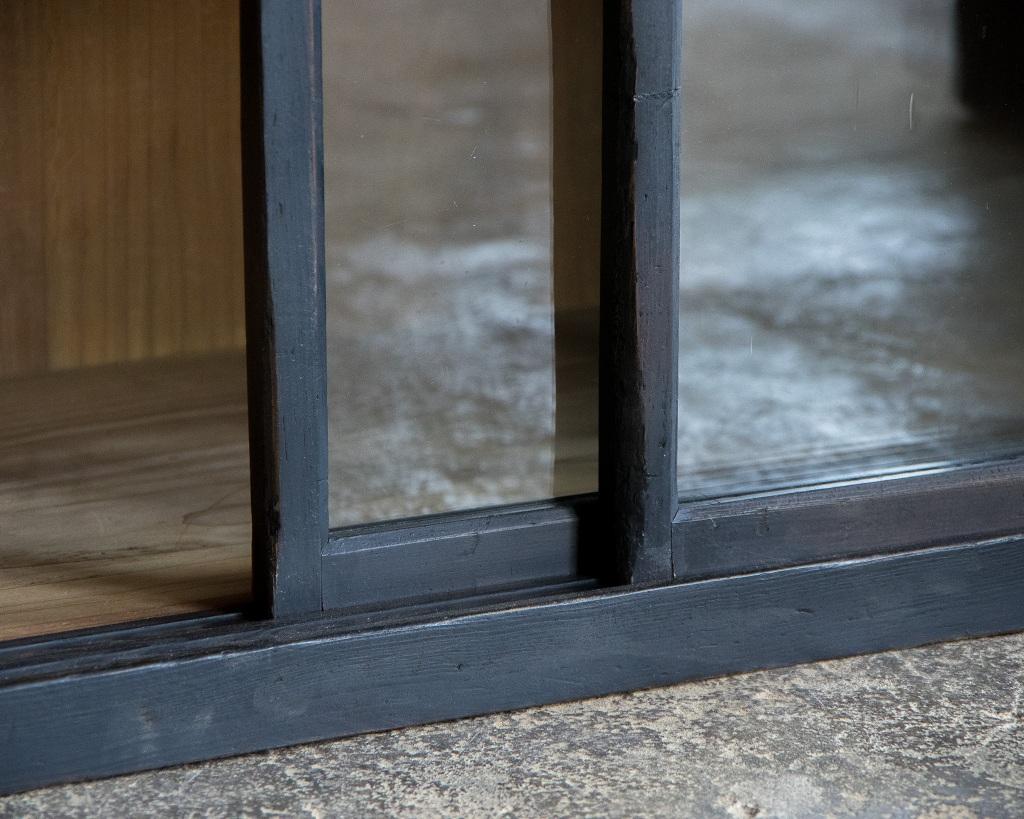 Japanese Antique Black Sliding Glass Door Cabinet, Early Showa Period '1926-' For Sale 9