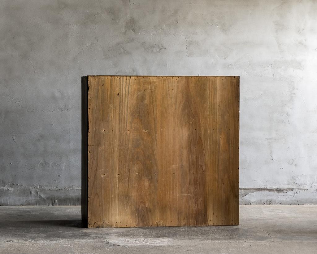 Wood Japanese Antique Black Sliding Glass Door Cabinet, Early Showa Period '1926-' For Sale