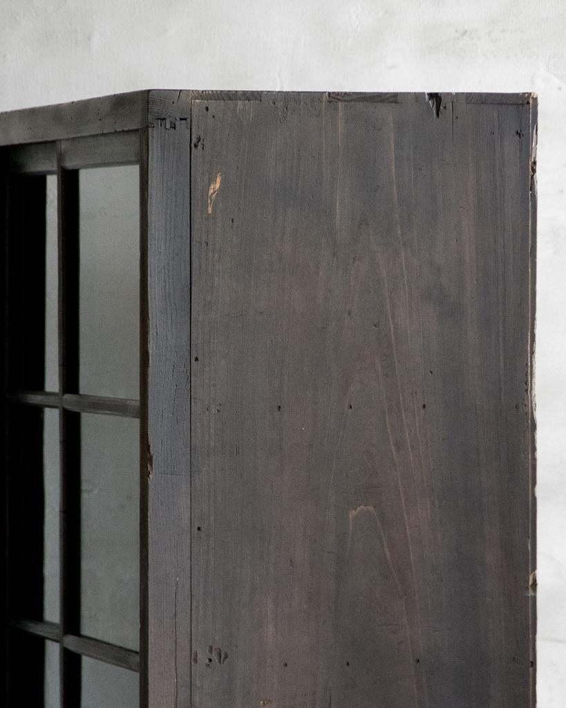 Japanese Antique Black Sliding Glass Door Cabinet, Early Showa Period '1926-' For Sale 2