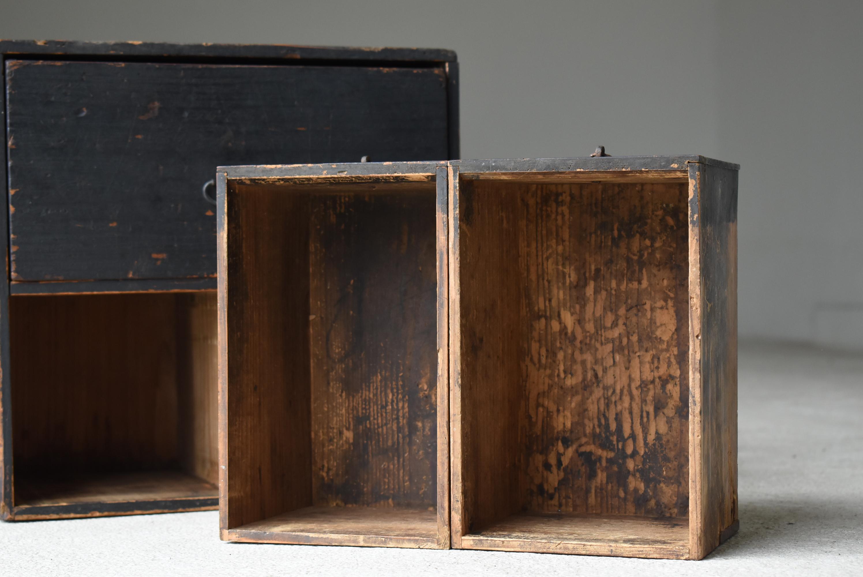 Japanische Antike Schwarze Kleine Schublade 1860er-1900er Jahre / Tansu Lagerung Wabisabi im Angebot 5