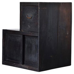 Japanese Antique "Black Staircase Chest" 'Late Edo Period-Meiji Period' /Cabinet