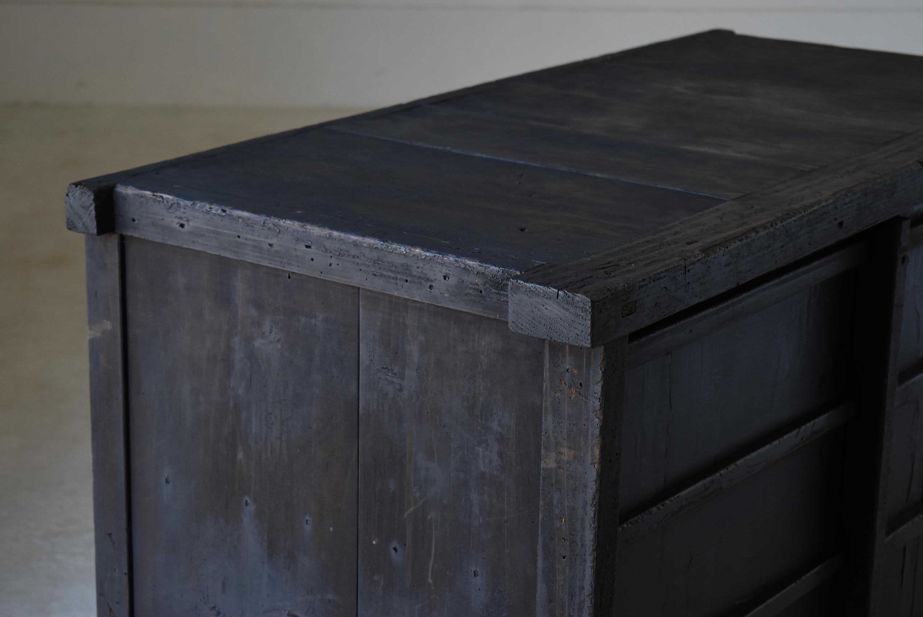 Japanese Antique Black Tansu 1800s-1860s/Chests of Drawers Cabinet Wabisabi 5