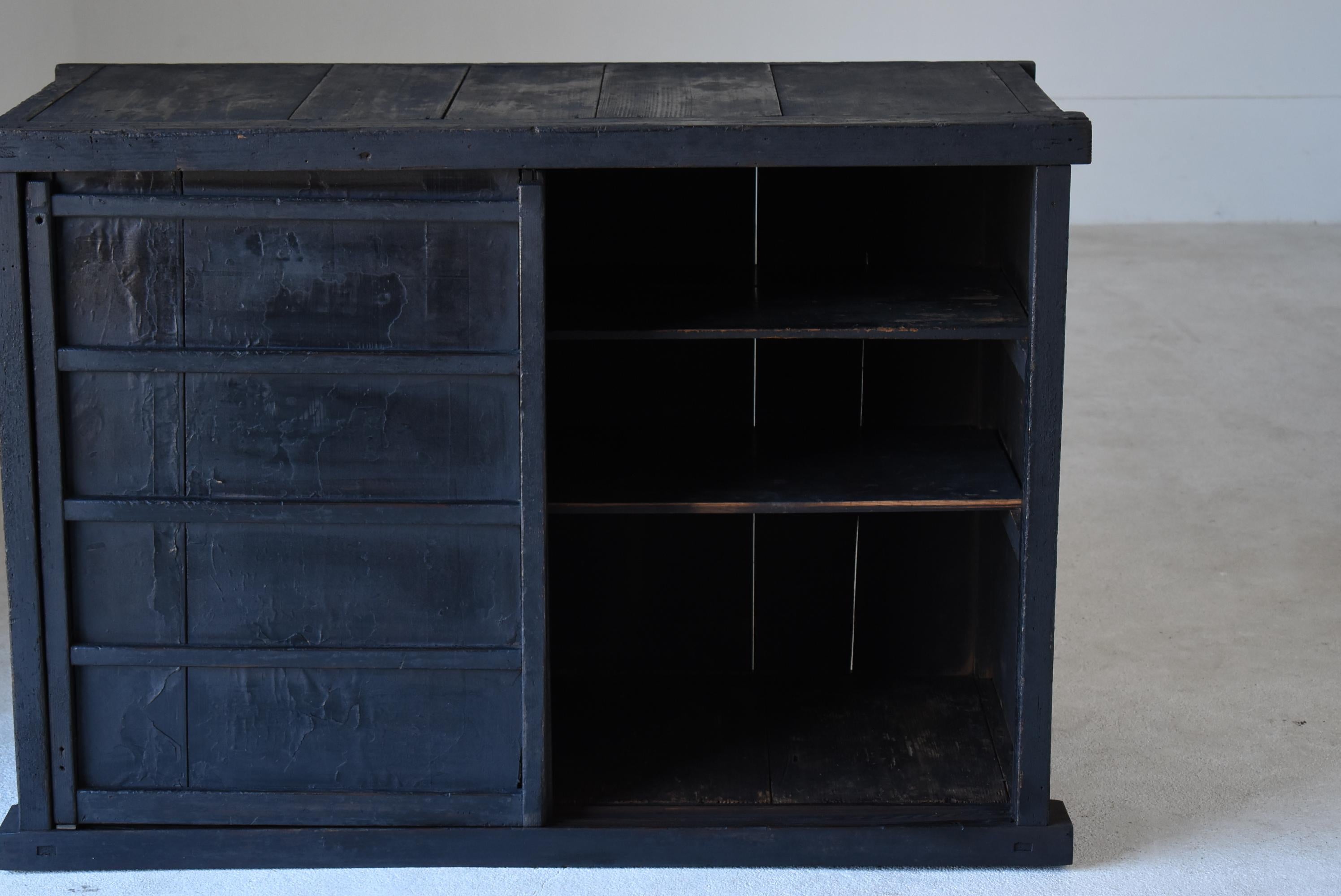 Japanese Antique Black Tansu 1800s-1860s/Chests of Drawers Cabinet Wabisabi 2