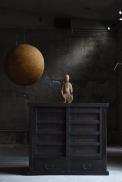 Japanese Antique Black Tansu 1860s-1900s / Sideboard Cabinet Wabisabi