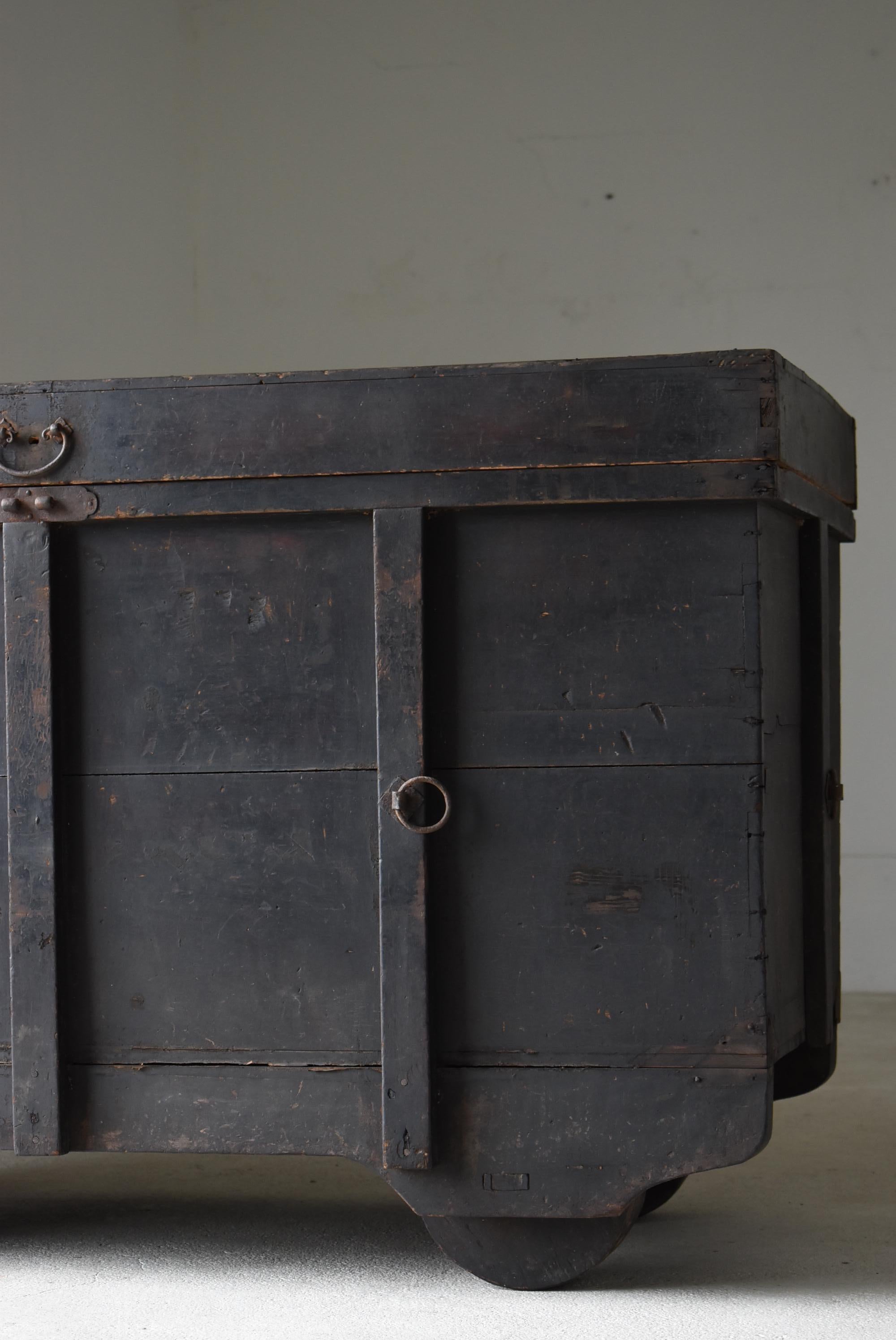 Japanese Antique Black Tansu 1860s-1900s / Storage Box Cabinet Wabi Sabi  1