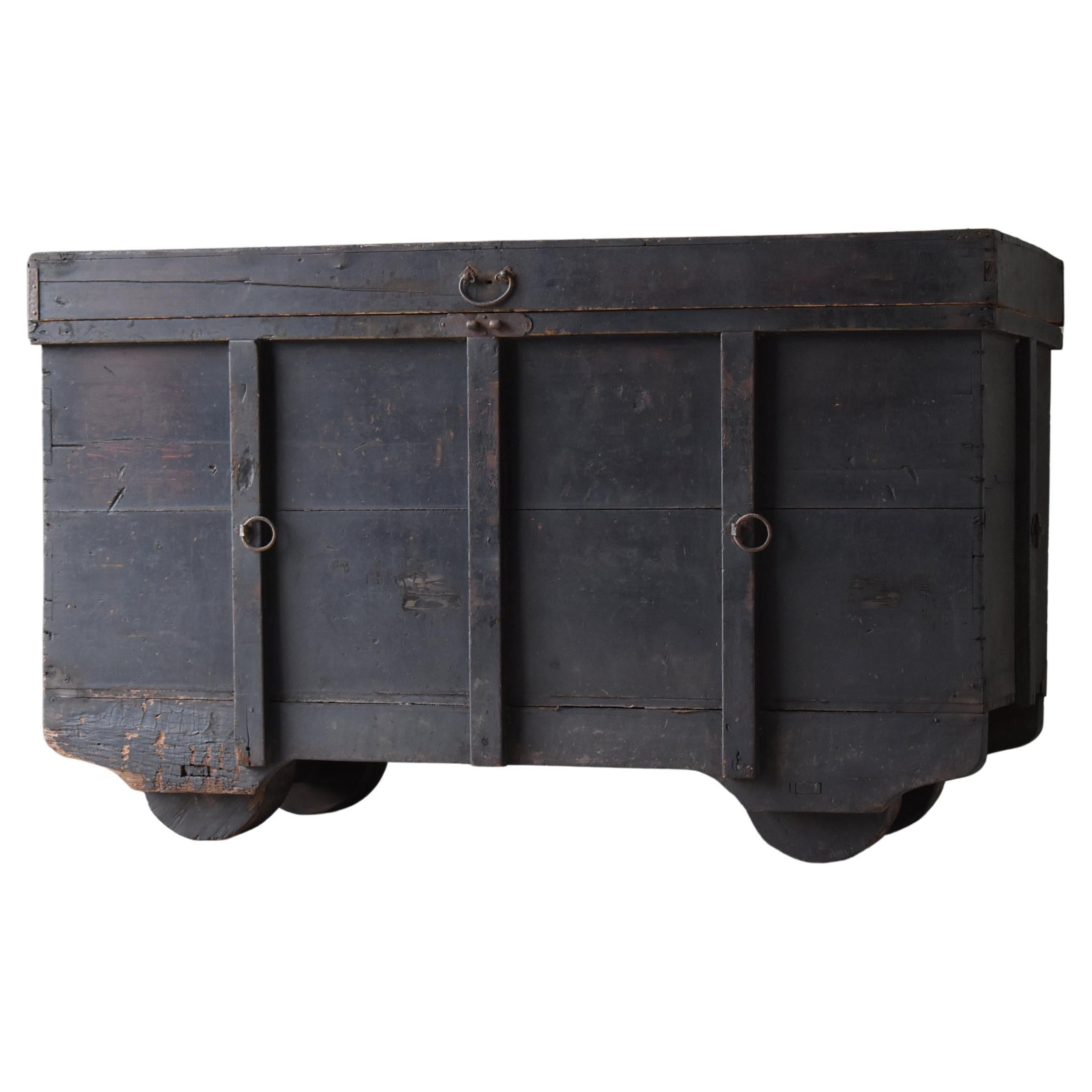Japanese Antique Black Tansu 1860s-1900s / Storage Box Cabinet Wabi Sabi 