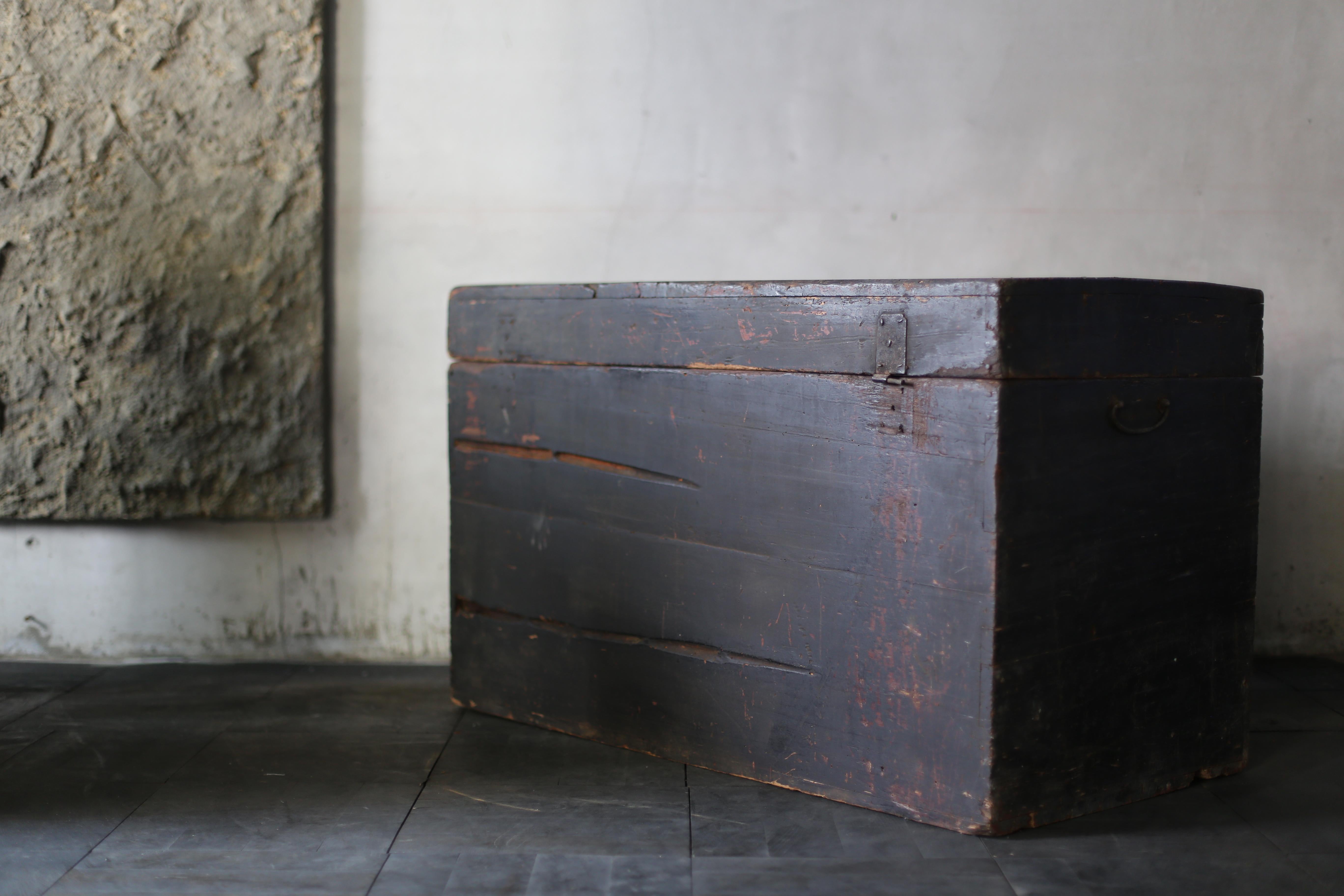 Japanese Antique Black Tansu 1860s-1900s / Storage Box Sofa Table Wabisabi 8