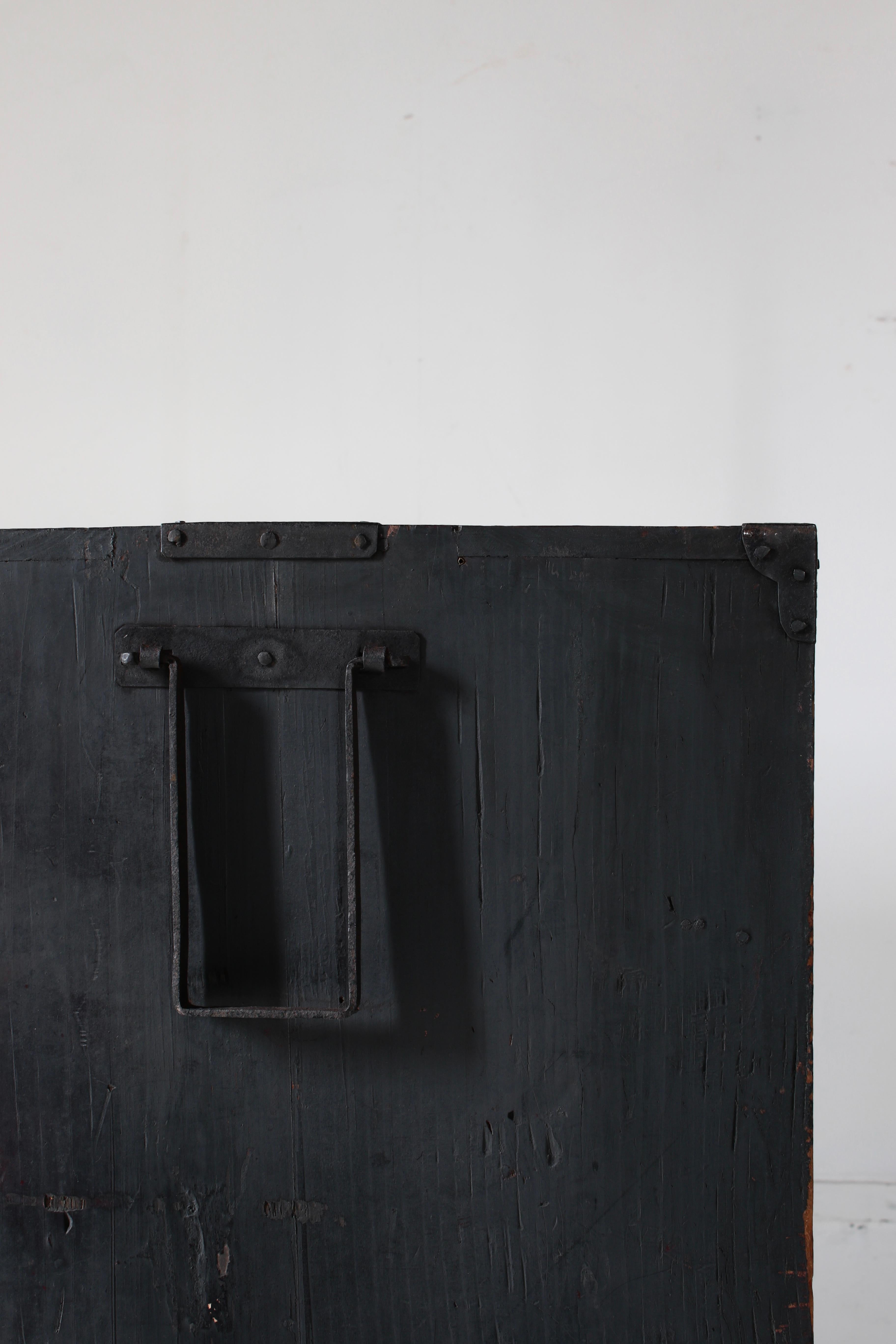 Antiquités japonaises Tansu / Tiroir de cabinet noir / 1868-1912s / Wabi-Sabi Mingei 3