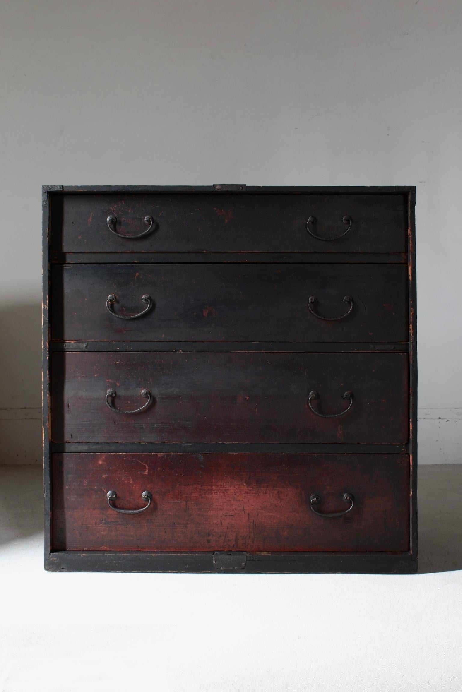 Antiquités japonaises Tansu / Tiroir de cabinet noir / 1868-1912s / Wabi-Sabi Mingei Bon état à Iwate-gun Shizukuishi-cho, Iwate Prefecture