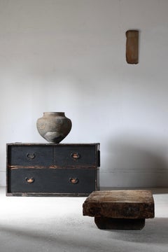 Japanese Antique Black Tansu / Cabinet Dresser / 1868-1912s / Wabi-Sabi