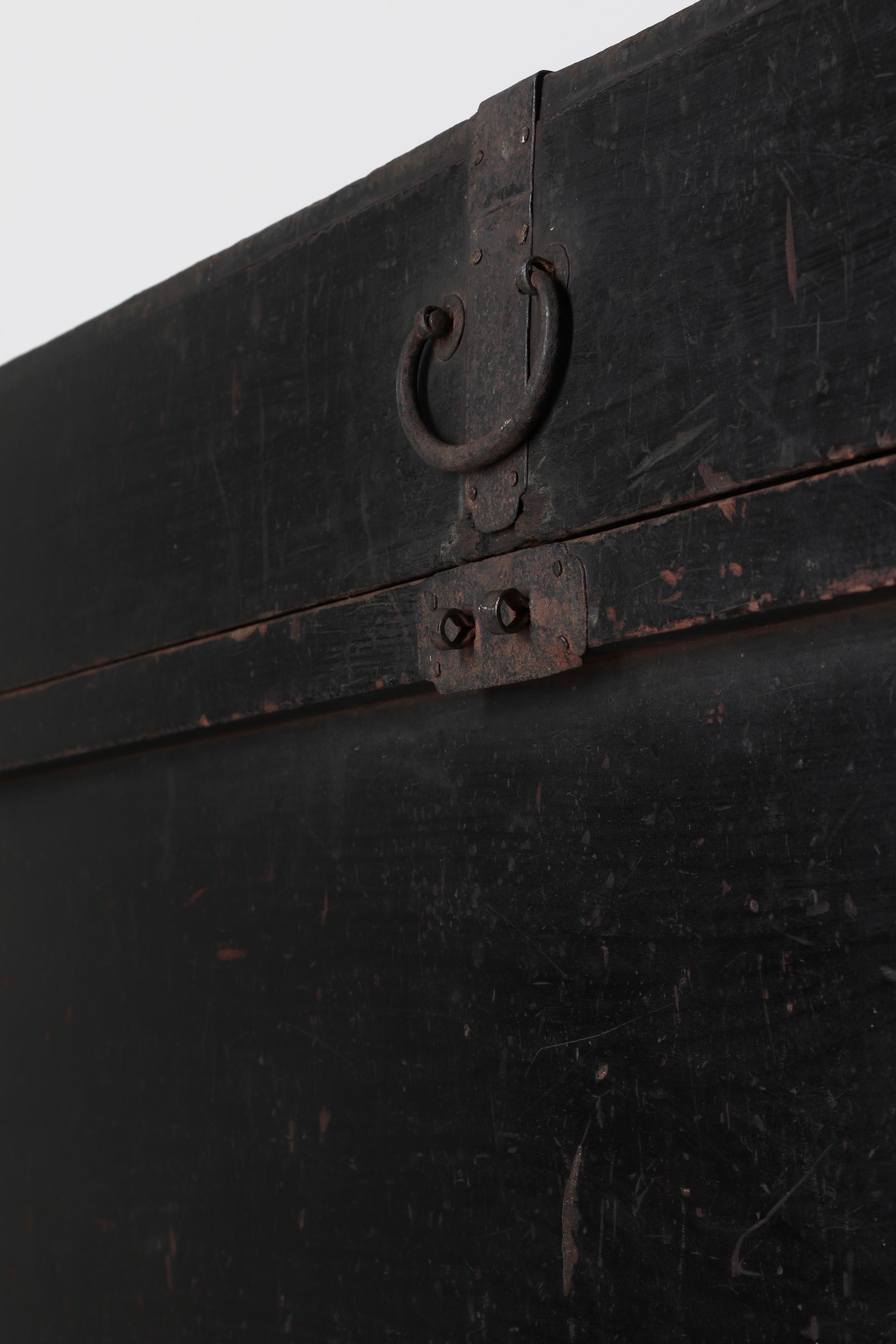 19th Century Japanese Antique Black Tansu / Cabinet Sideboard / 1860-1900s WabiSabi For Sale