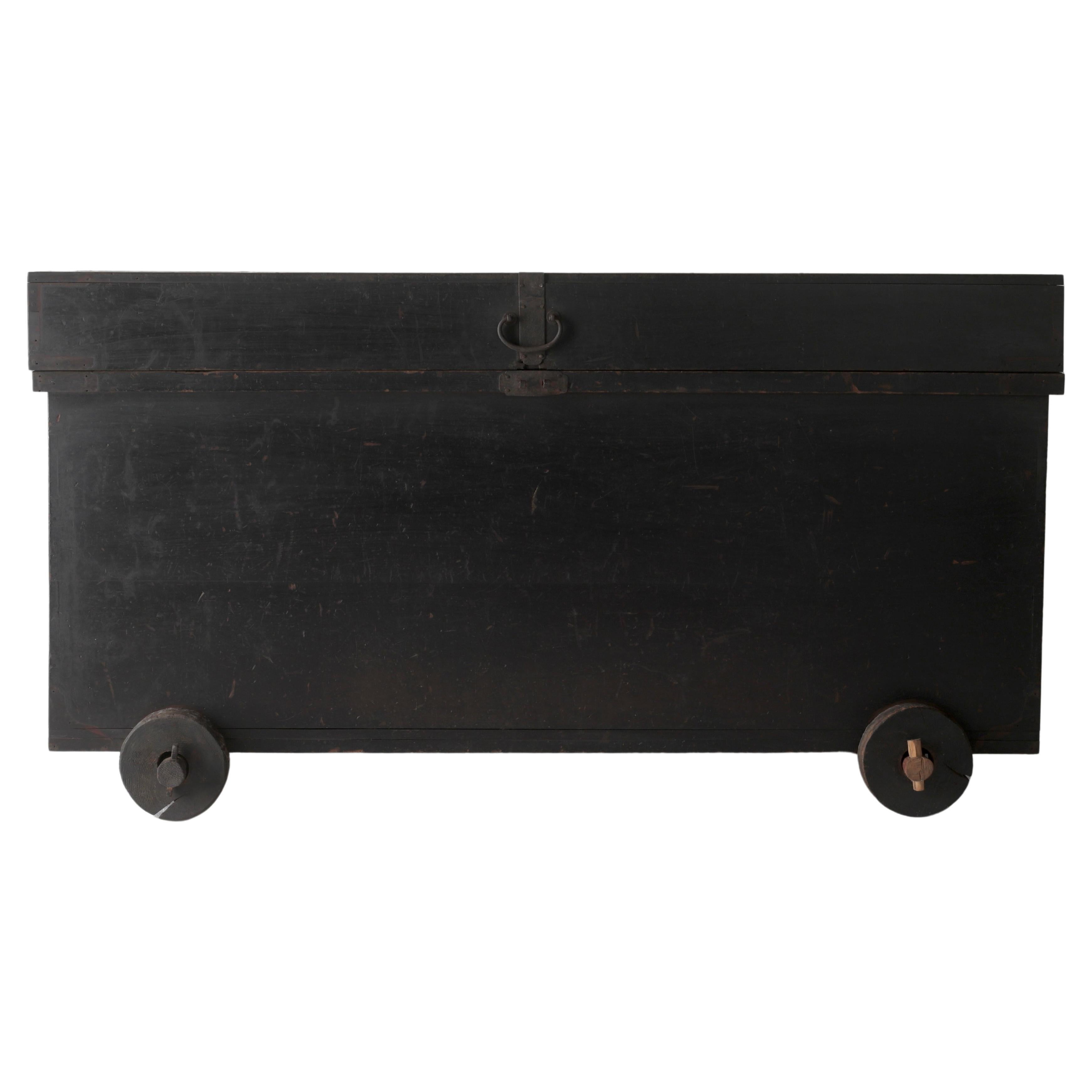 Japanese Antique Black Tansu / Cabinet Sideboard / 1860-1900s WabiSabi For Sale