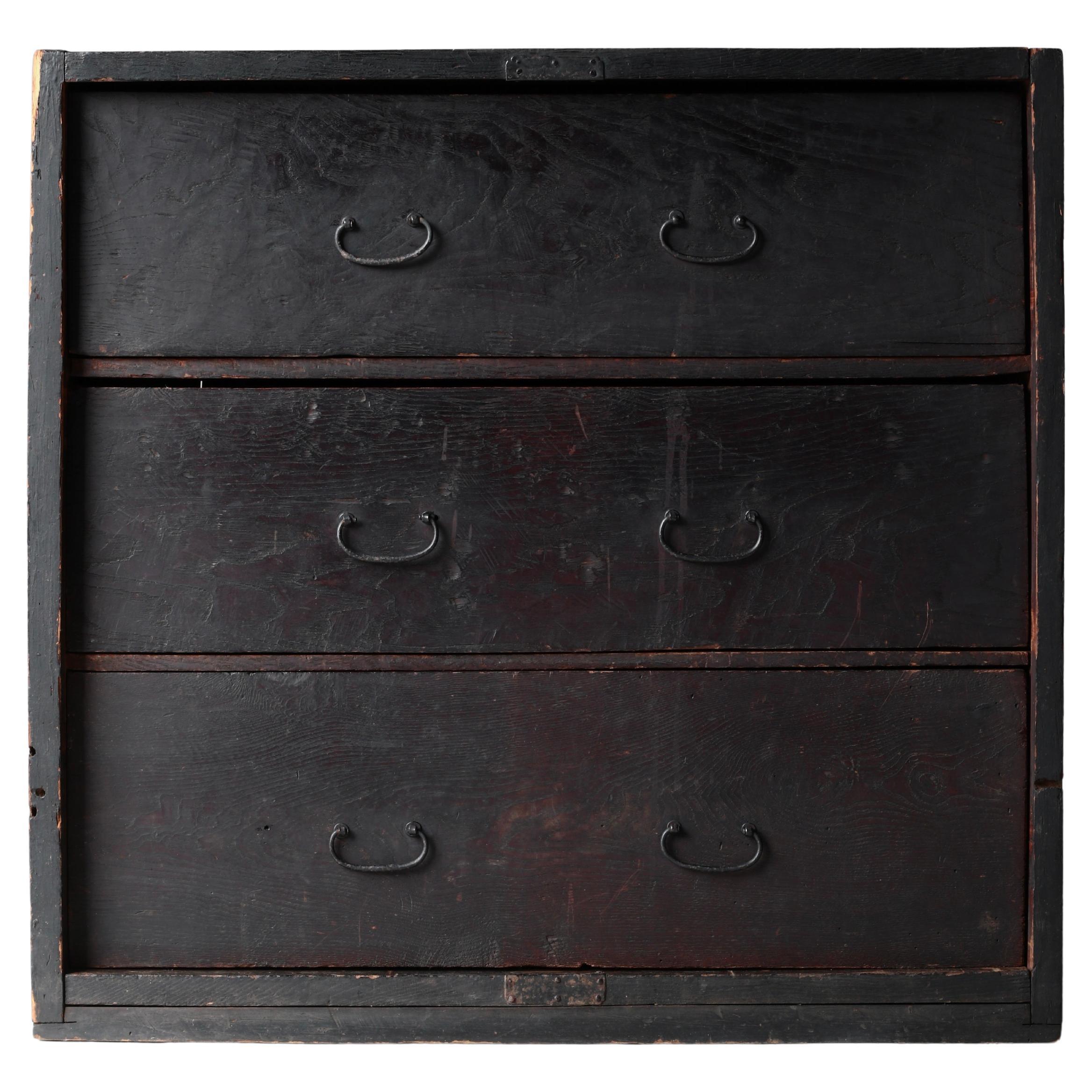 Antico Tansu nero giapponese / Credenza / 1868-1912 Wabi-sabi