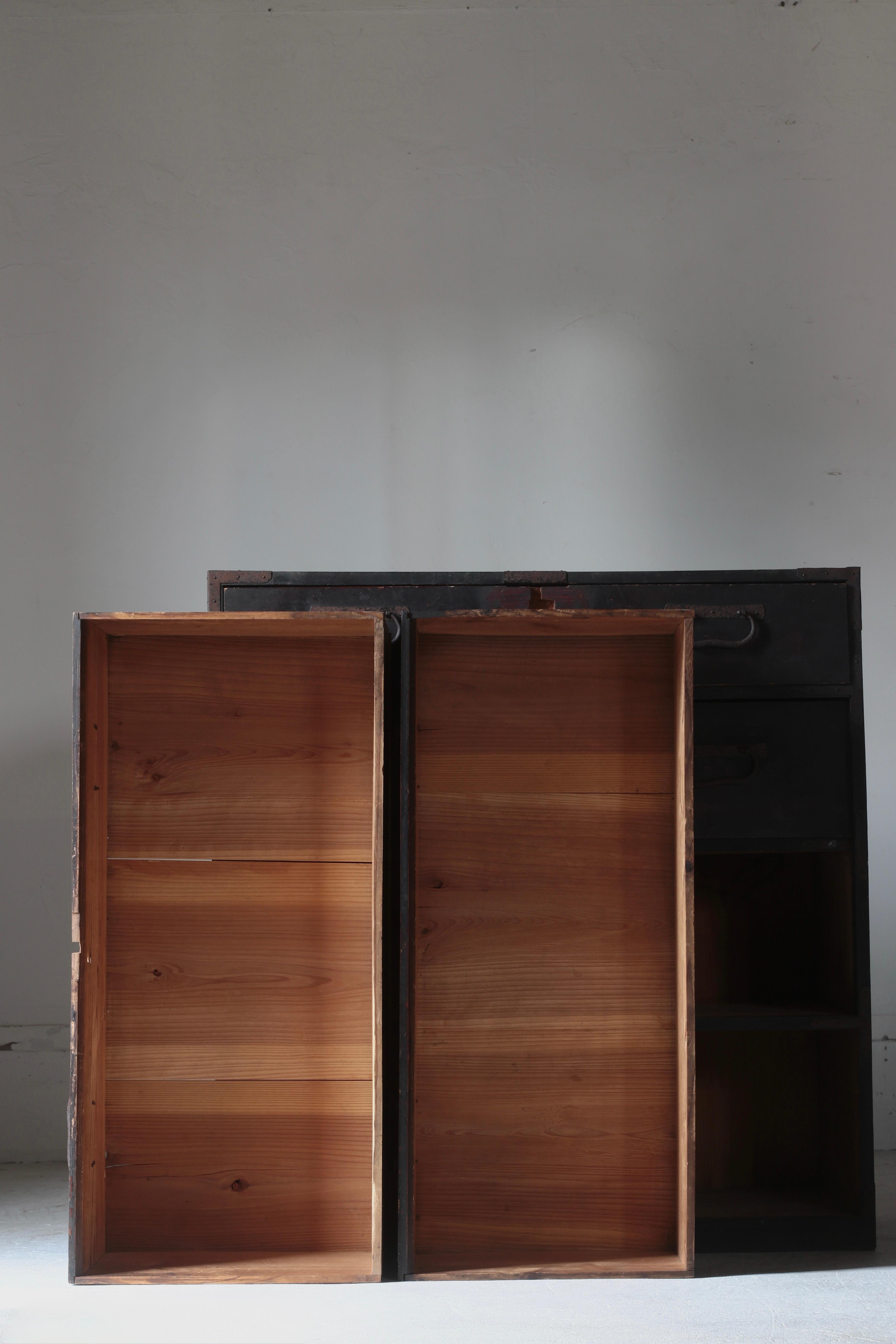 Japanese Antique Black Tansu / Cabinet Storage / 1868-1912s Wabi-Sabi For Sale 3