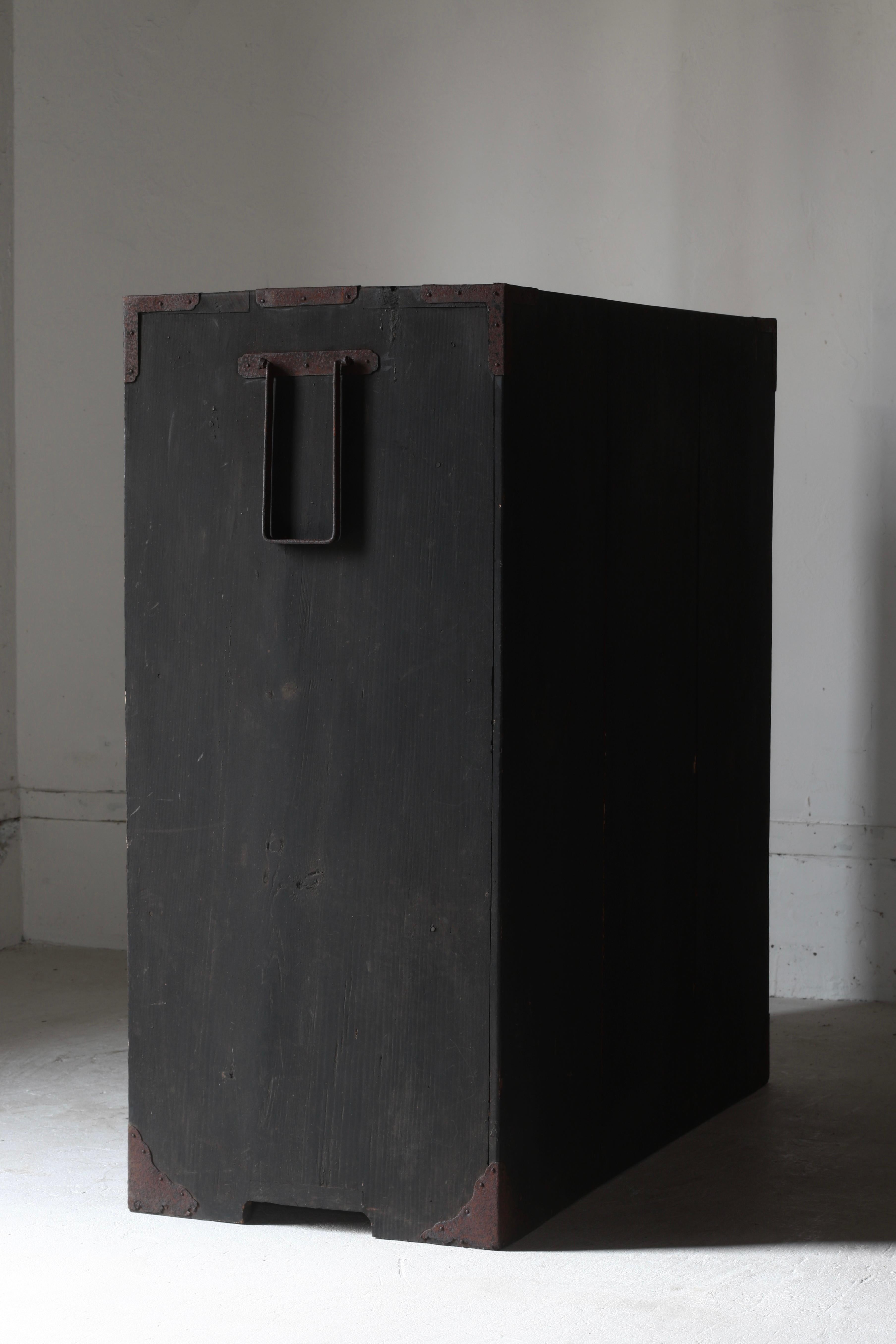 Japanese Antique Black Tansu / Cabinet Storage / 1868-1912s Wabi-Sabi For Sale 6