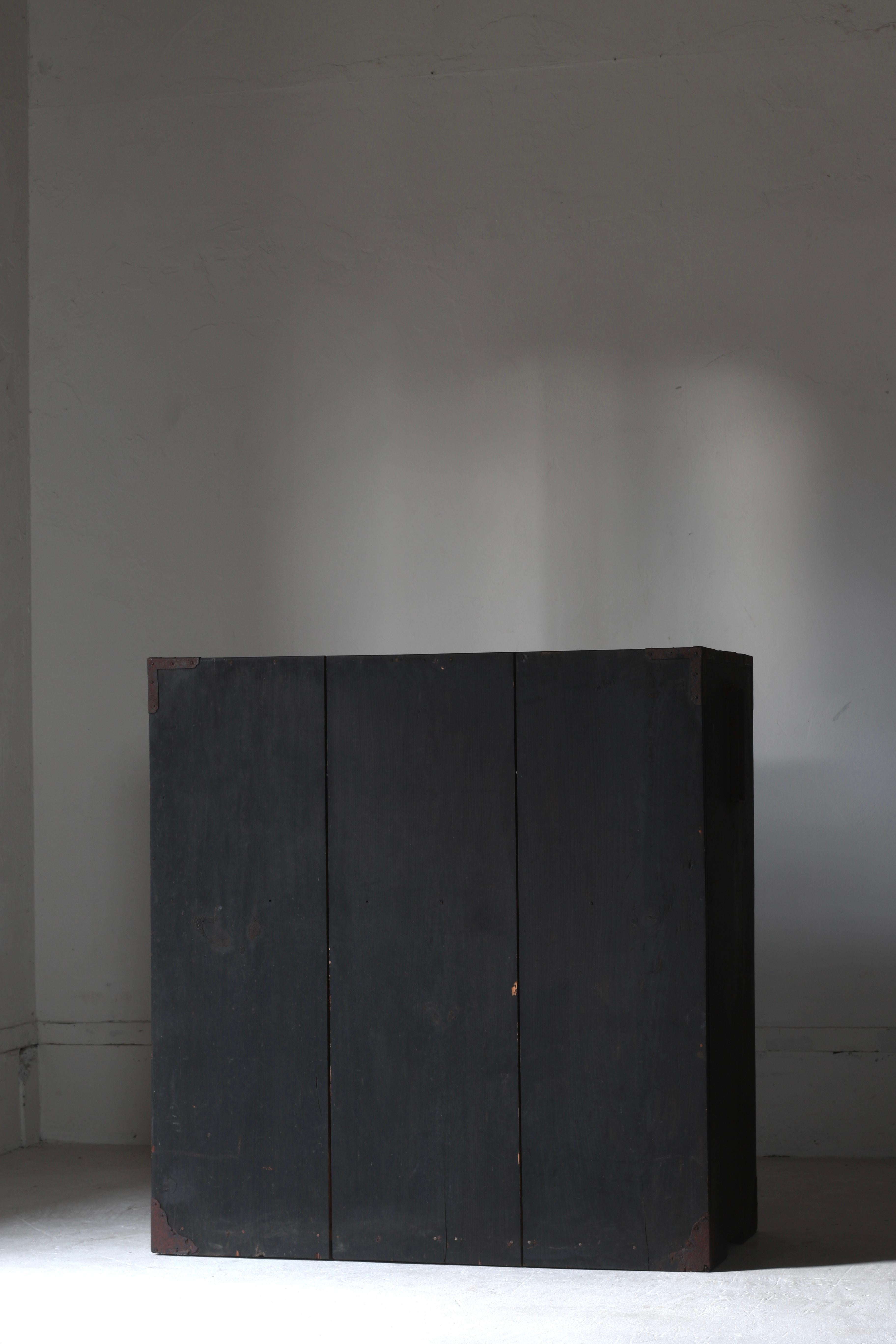 Japanese Antique Black Tansu / Cabinet Storage / 1868-1912s Wabi-Sabi For Sale 9