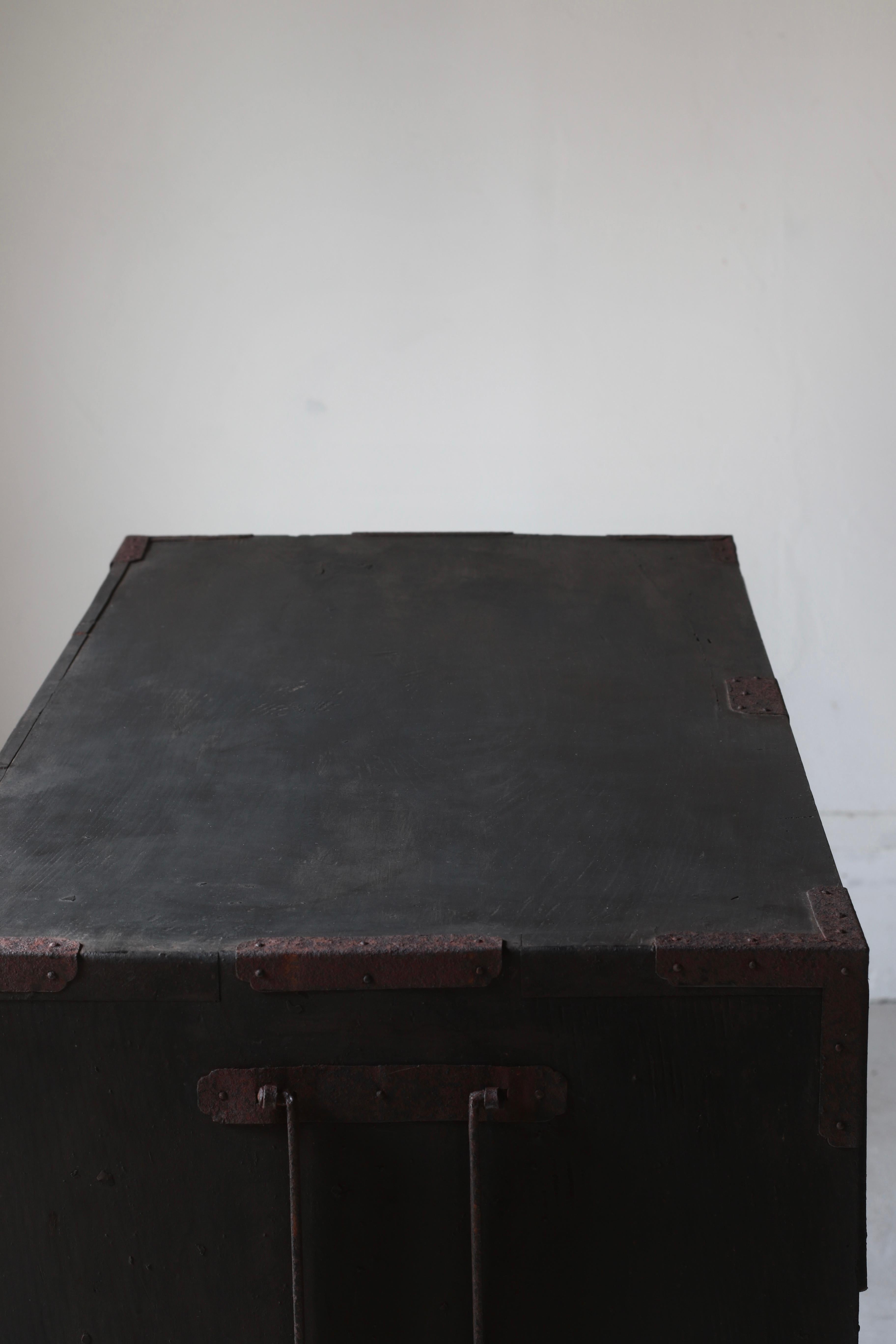 Japanese Antique Black Tansu / Cabinet Storage / 1868-1912s Wabi-Sabi For Sale 11