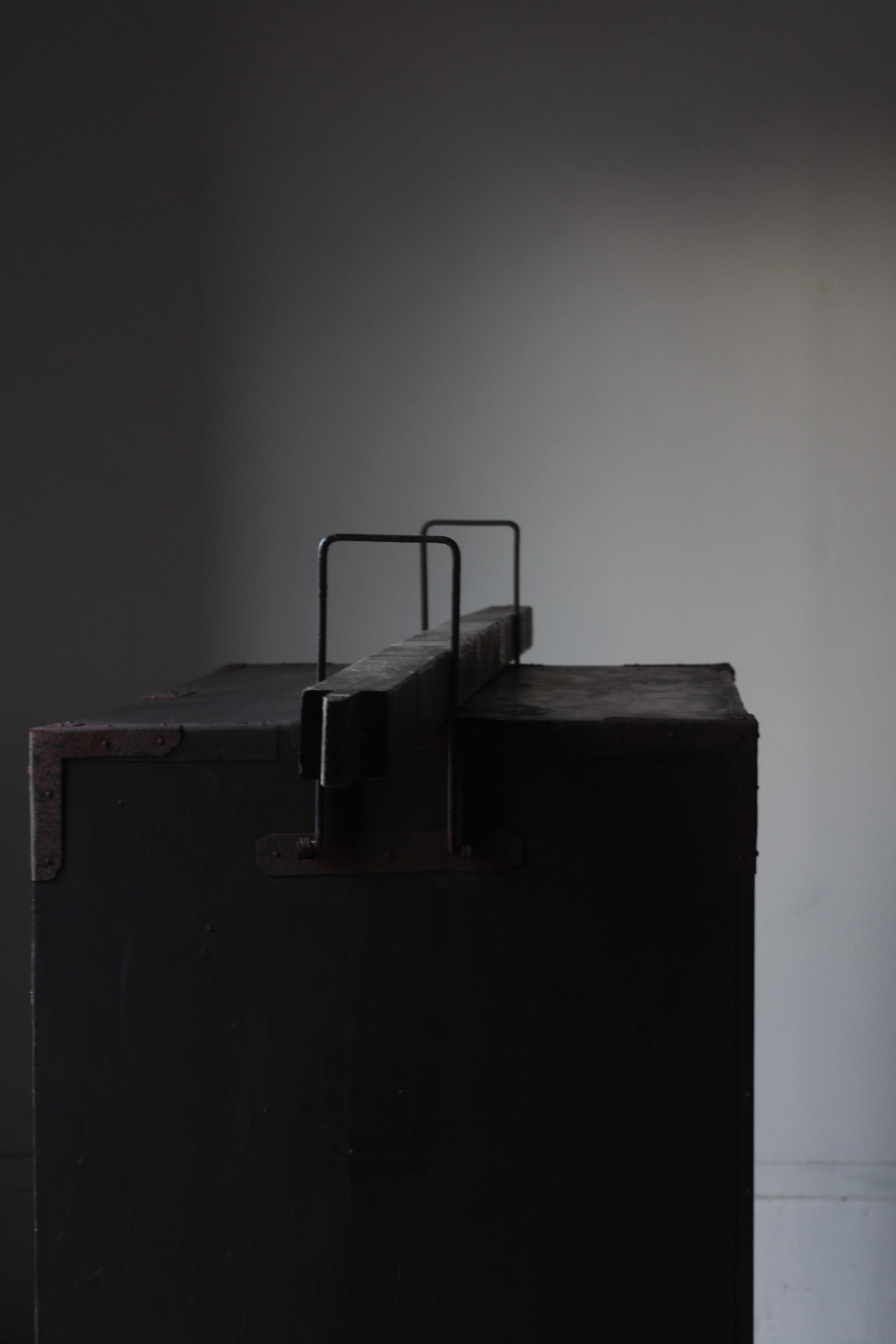 Woodwork Japanese Antique Black Tansu / Cabinet Storage / 1868-1912s Wabi-Sabi For Sale