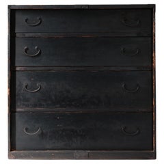 Tansu Negro Antiguo Japonés / Armario Cajonera / 1868-1912s Wabi-Sabi