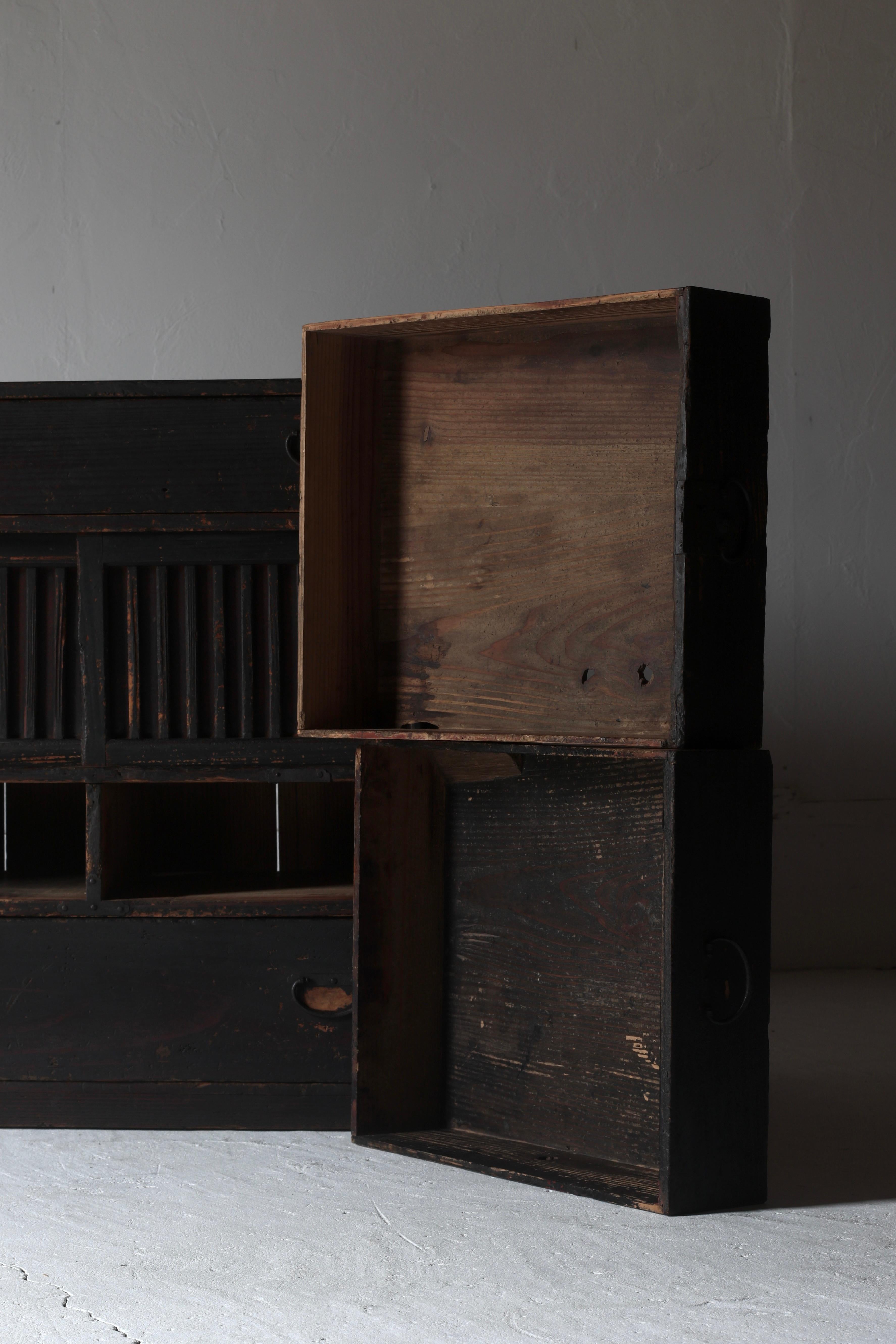 Japanese Antique Black Tansu / Storage Cabinet / 1868s-1912s WabiSabi For Sale 6